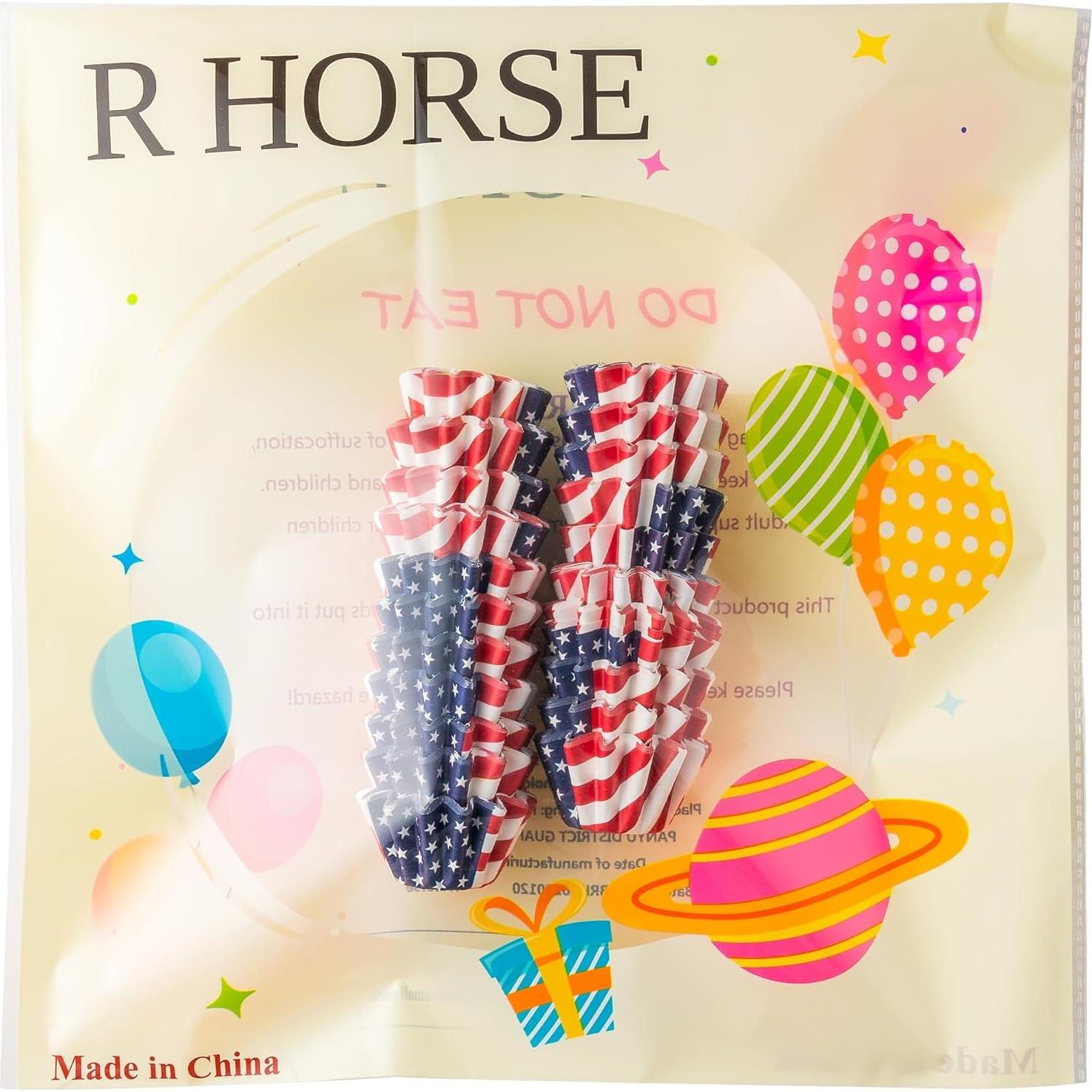 Forros de Cupcake Mini R CABALLO 200 Piezas Bandera Americana
