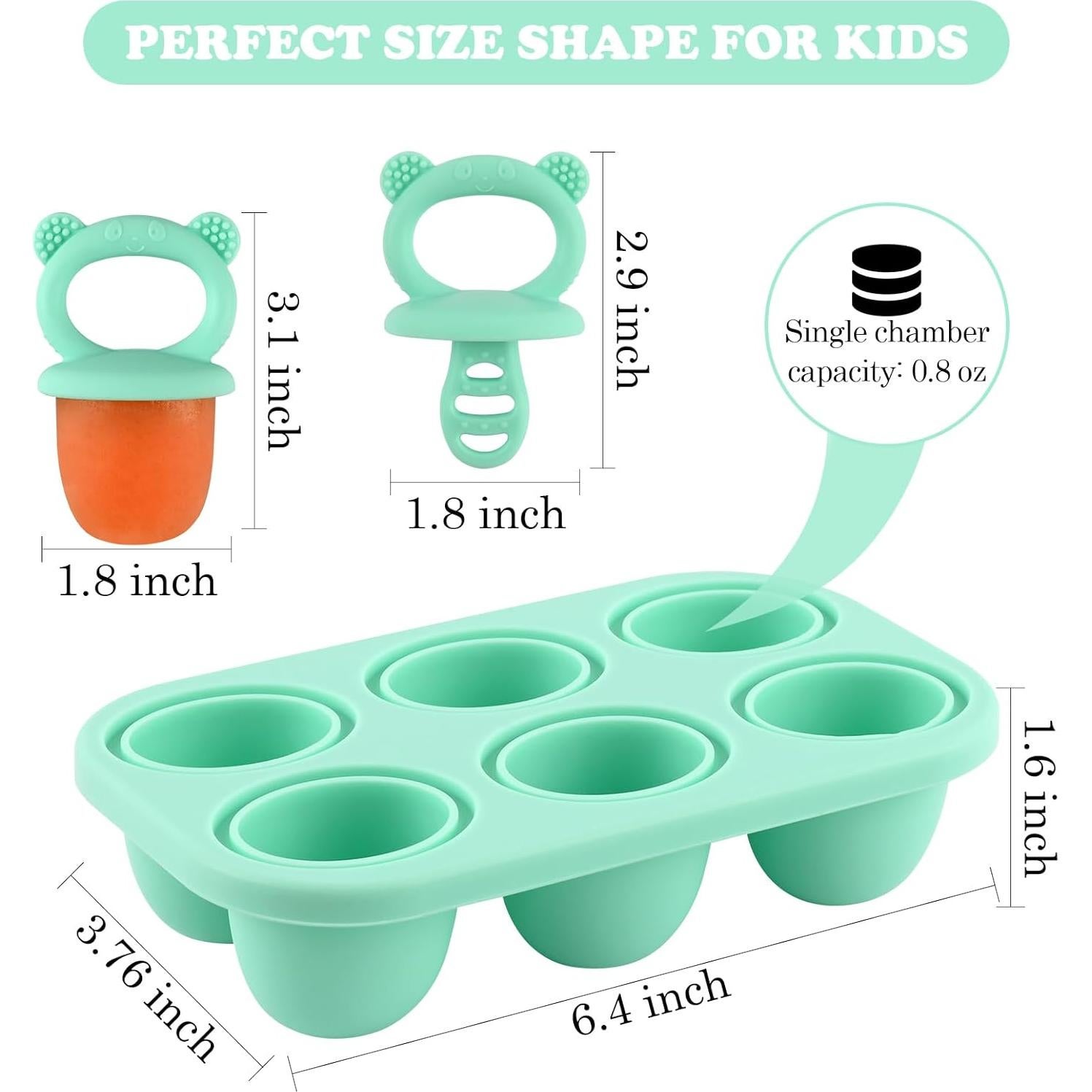 Moldes de Paletas de Silicona HUAKENER 6 Cavidades Verde