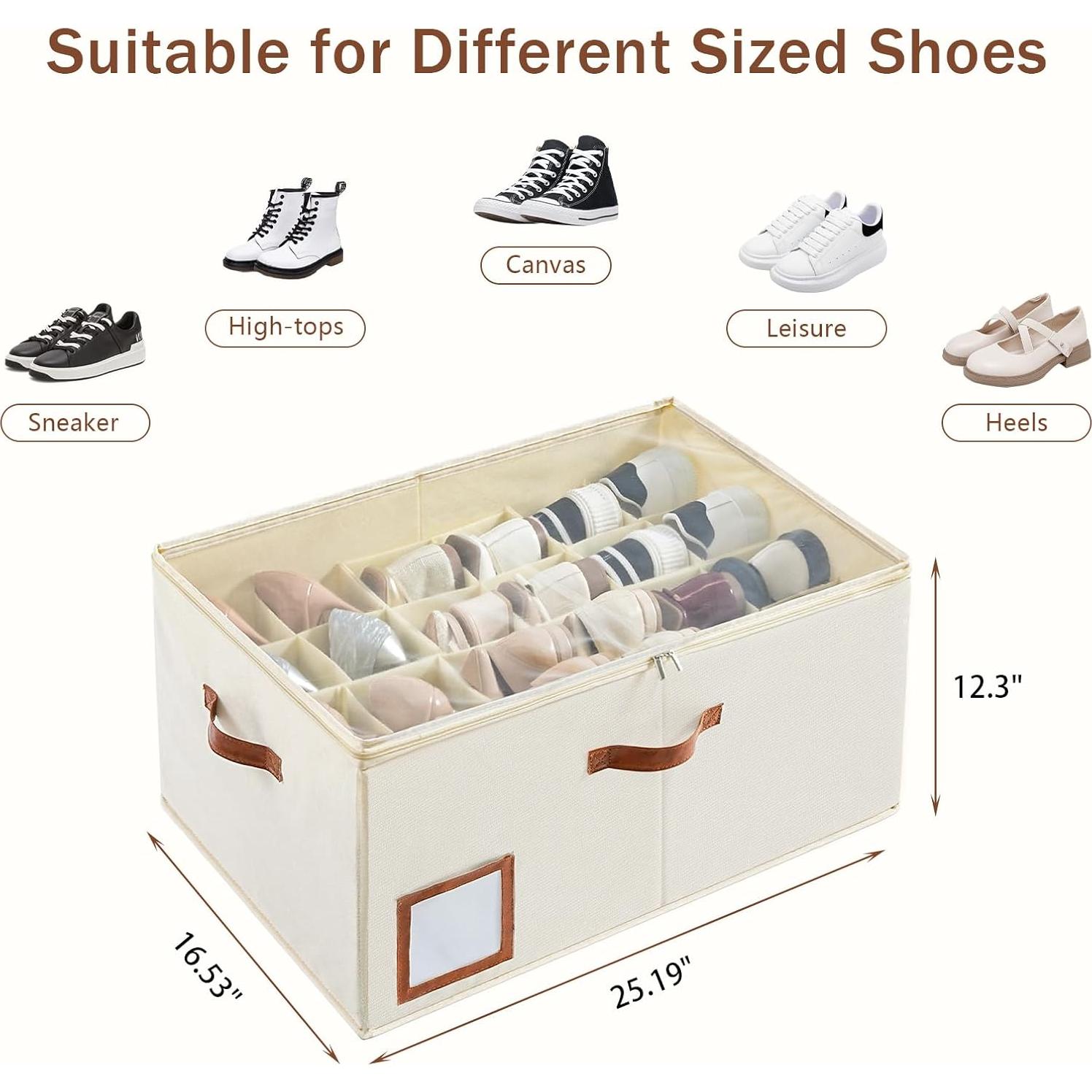 Organizador de Zapatos INSTY Beige Plegable 24 Pares con Divisores