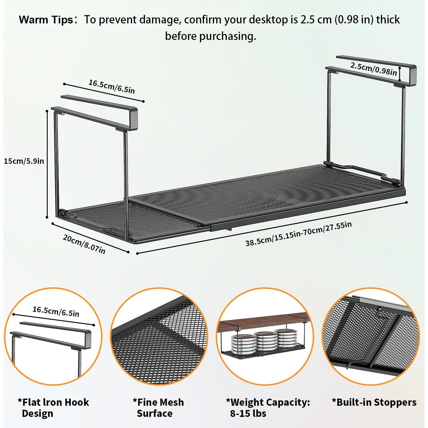 Organizador Expandible Bajo el Gabinete ROLIZOE Negro 68.6x16.5cm