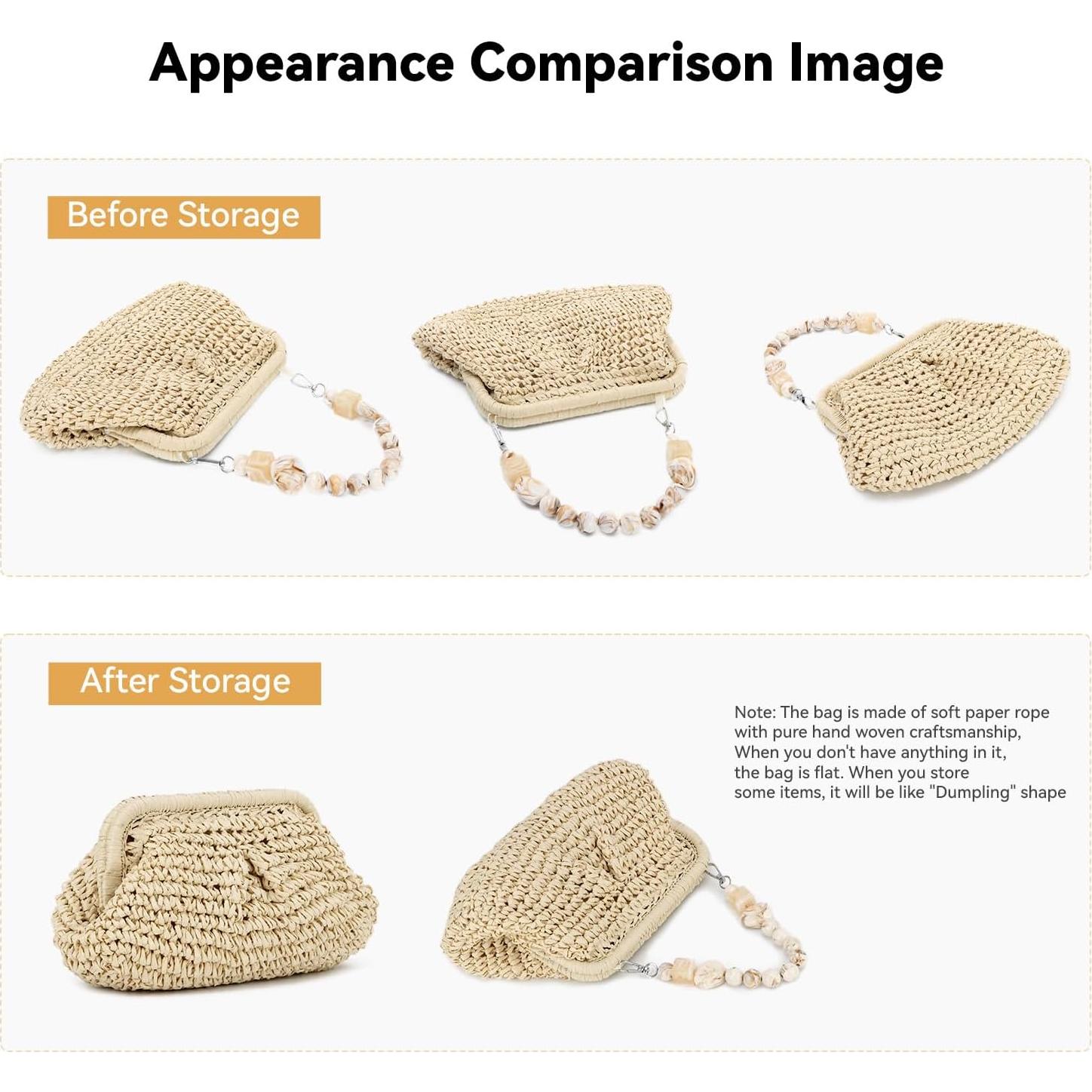 Bolso de Mano de Paja LUI SUI Beige para Mujeres - Verano