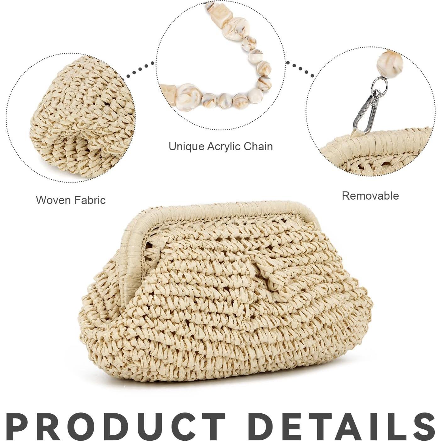 Bolso de Mano de Paja LUI SUI Beige para Mujeres - Verano