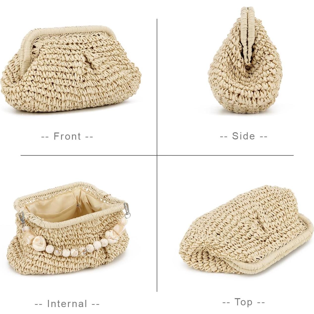 Bolso de Mano de Paja LUI SUI Beige para Mujeres - Verano