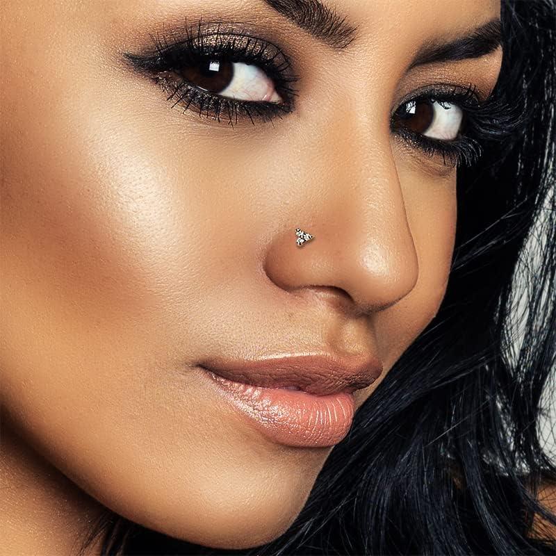 Aros Nasales QWALIT Acero Inoxidable 20g - 3 Pares Plata