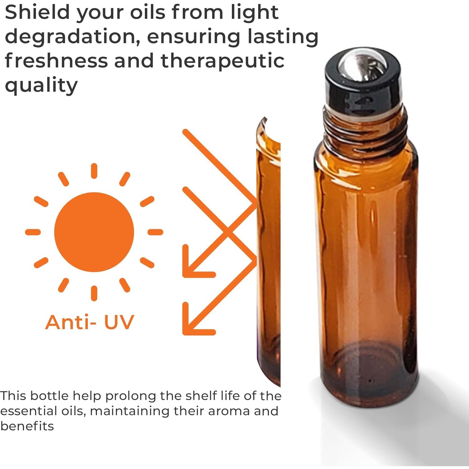 Paquete de 10 Botellas de Rodillo de Aceite Esencial 10ml Ámbar