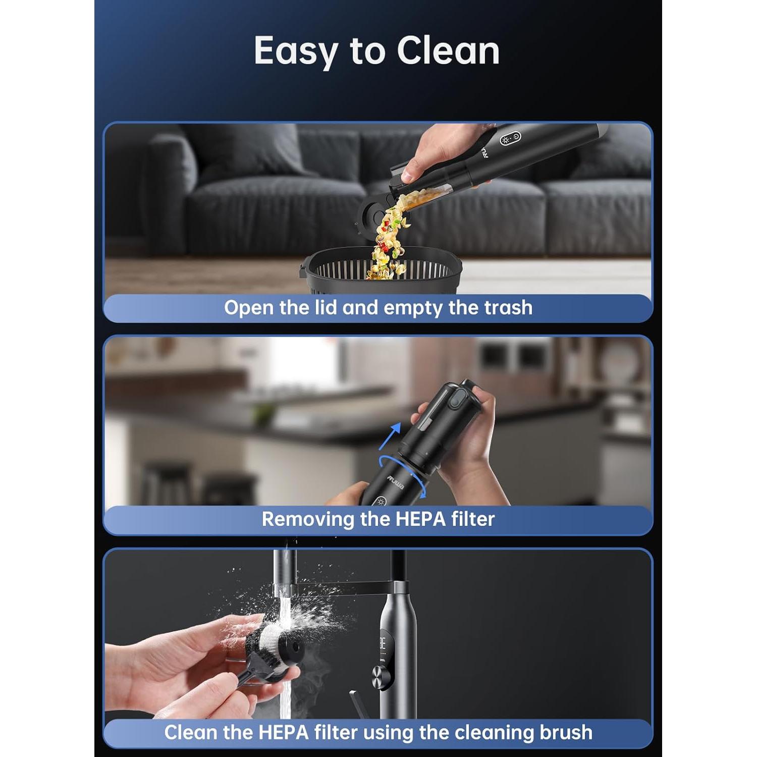 Aspiradora de Mano Inalámbrica Ruwa P17 Pro 14kPa 300ml