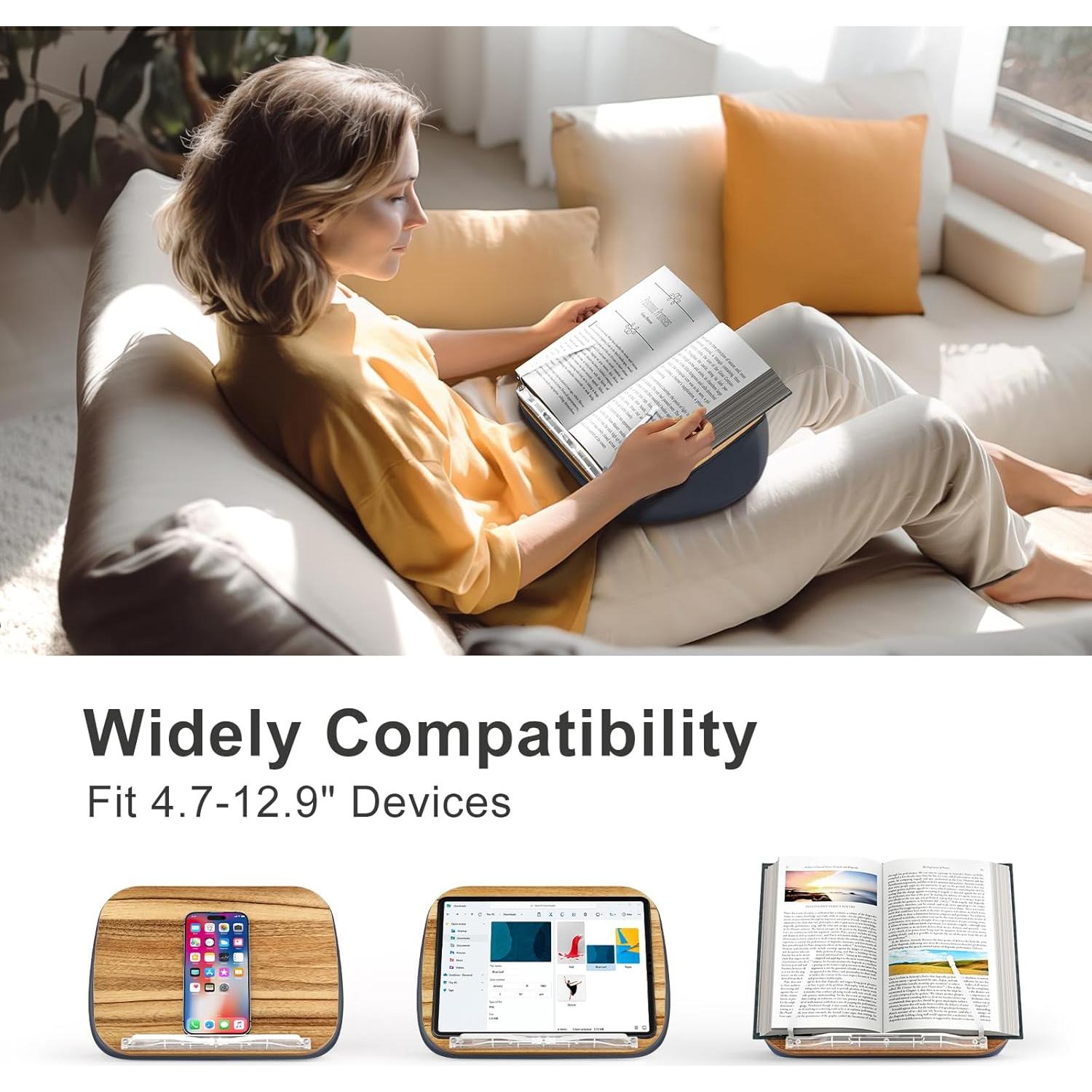 Soporte de Libro Ergonov Almohada Lectura 30x22.86 cm Gris