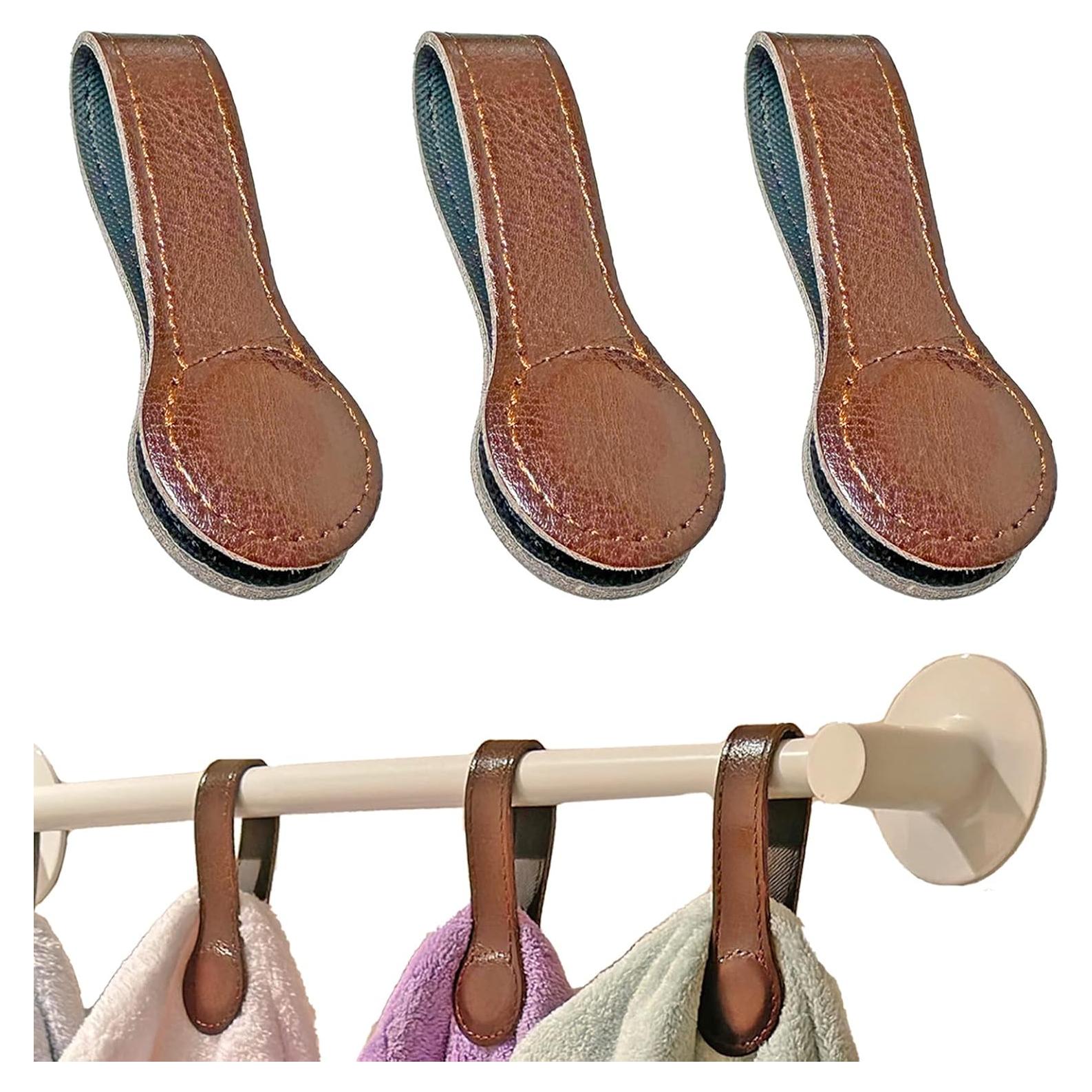 Clips de Toalla Magnéticos Prriudy de Cuero Marrón - 3 Pack