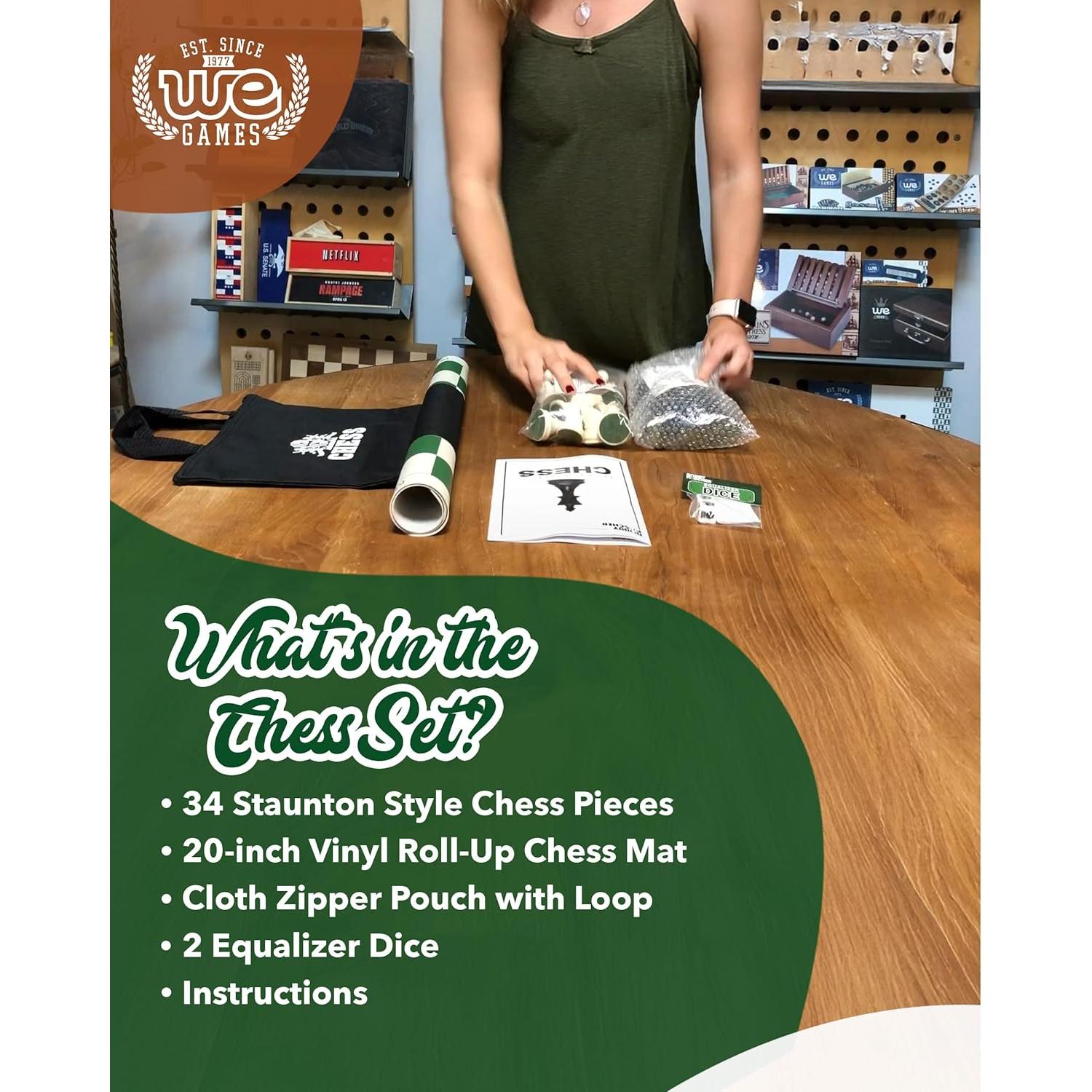 Juego de Ajedrez WE Games Torneo 34 Piezas Tablero Plegable