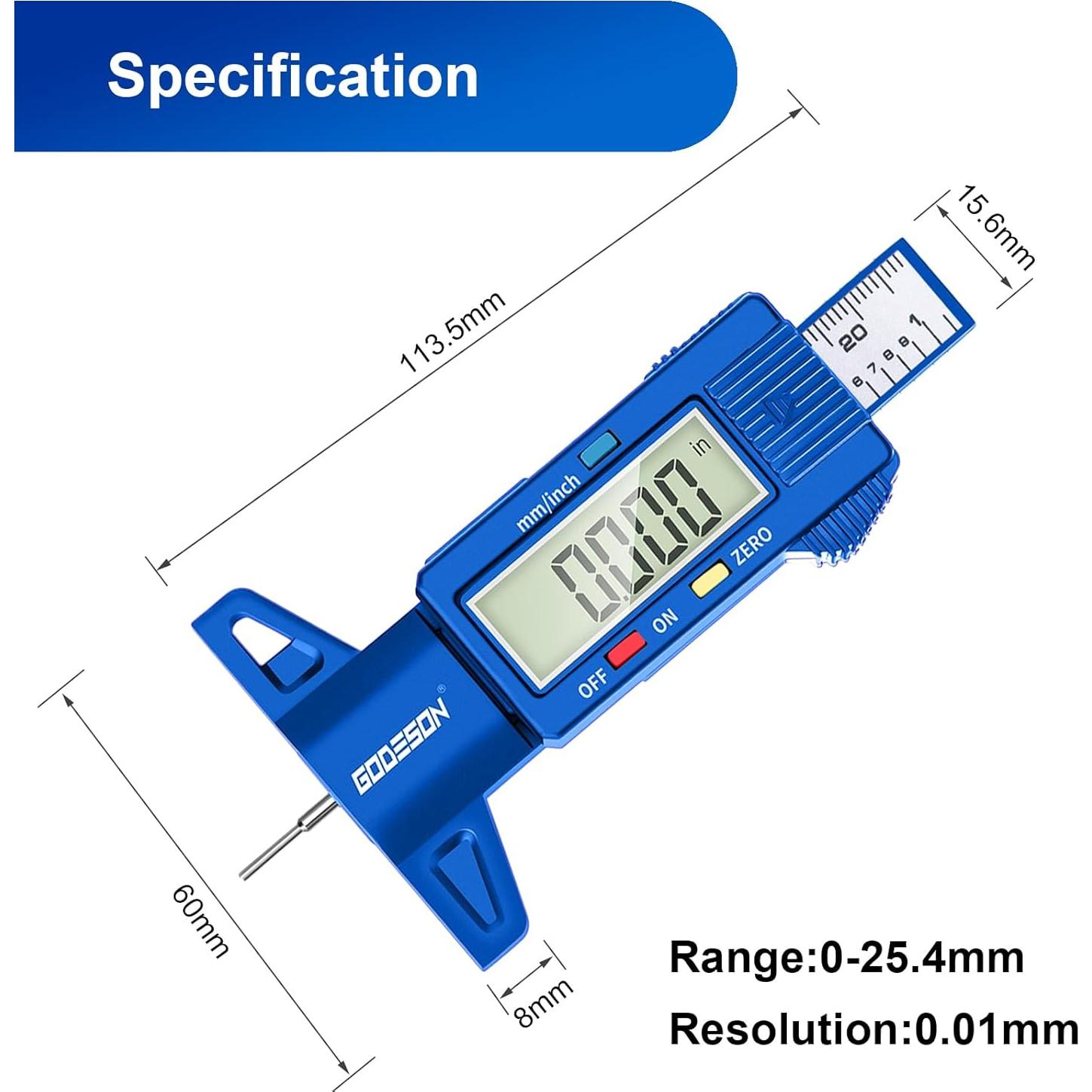 Medidor Digital de Profundidad de Banda GODESON 25.4 mm LCD