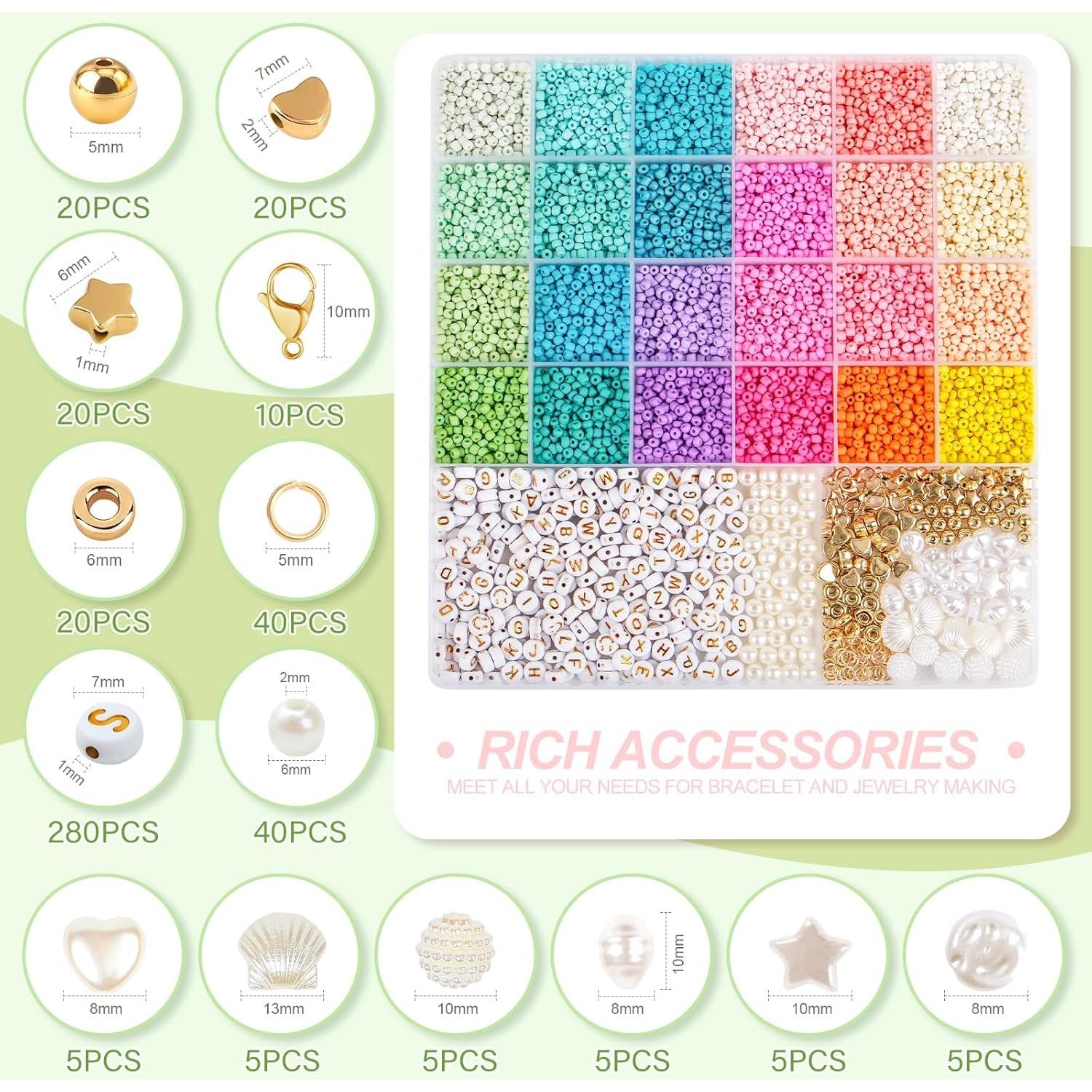 Kit de cuentas de vidrio 3 mm TEXGIZRLY 10000 piezas 24 colores