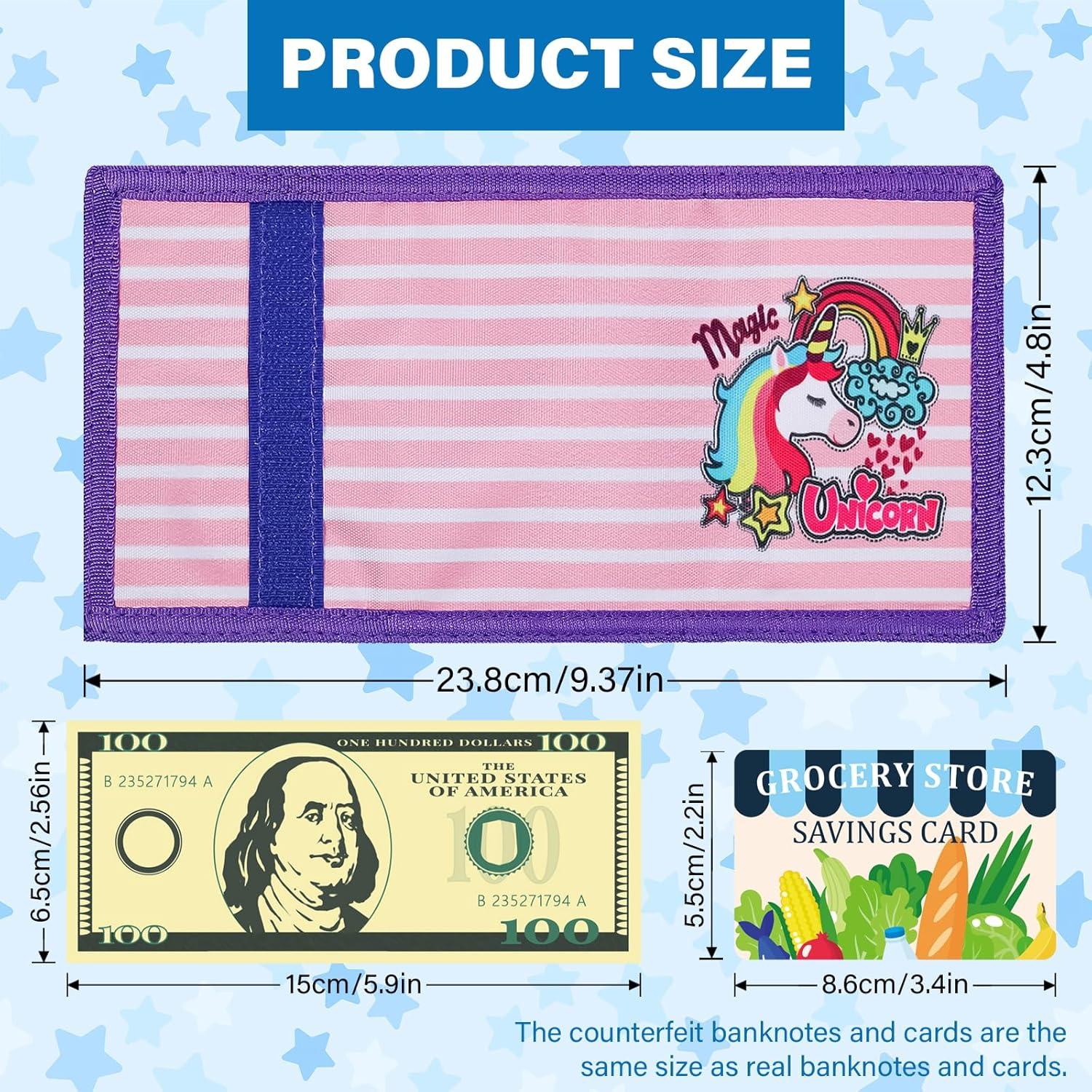 Cartera de Juego DEEKI con Monedas y Tarjetas Falsas - Unicornio Arcoíris