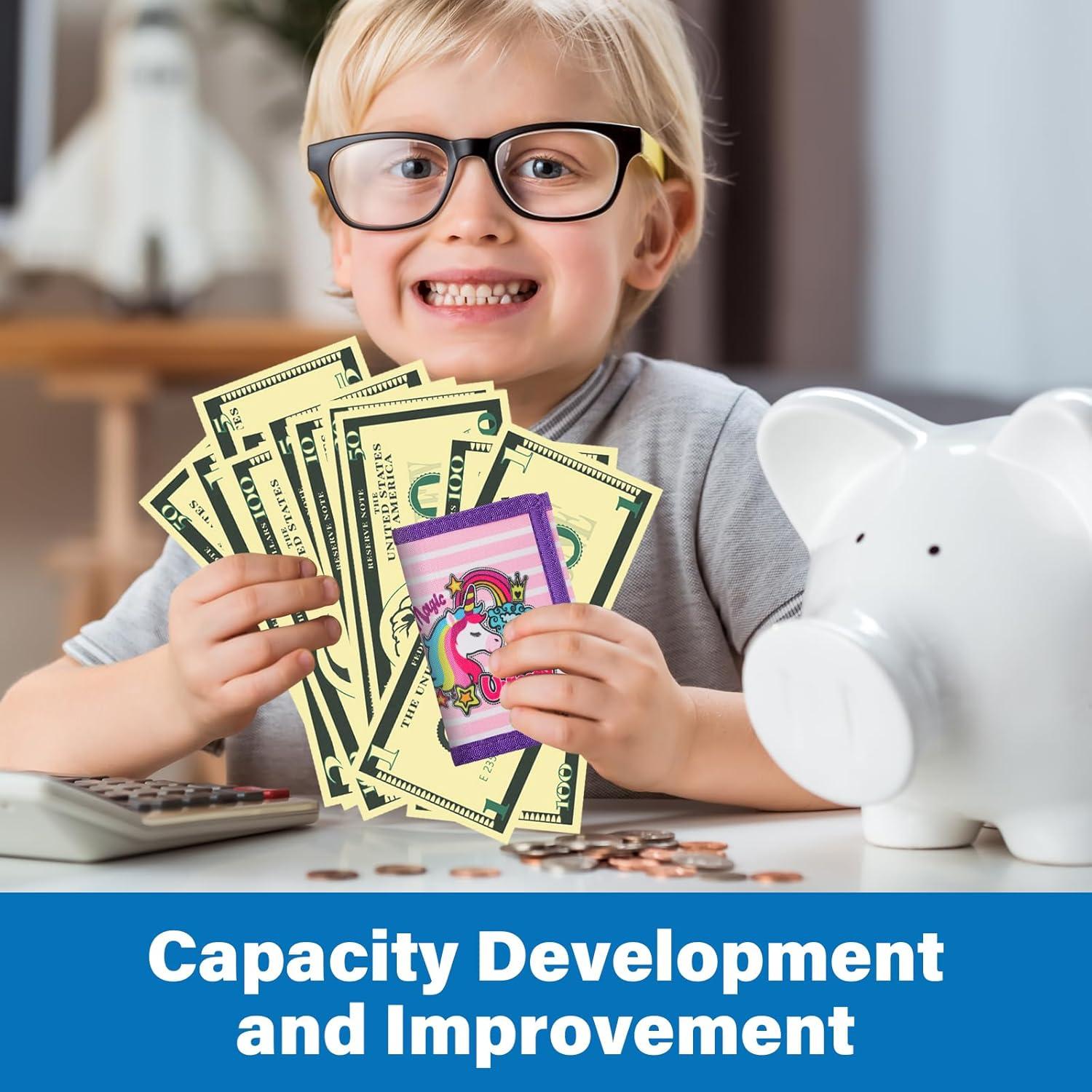 Cartera de Juego DEEKI con Monedas y Tarjetas Falsas - Unicornio Arcoíris