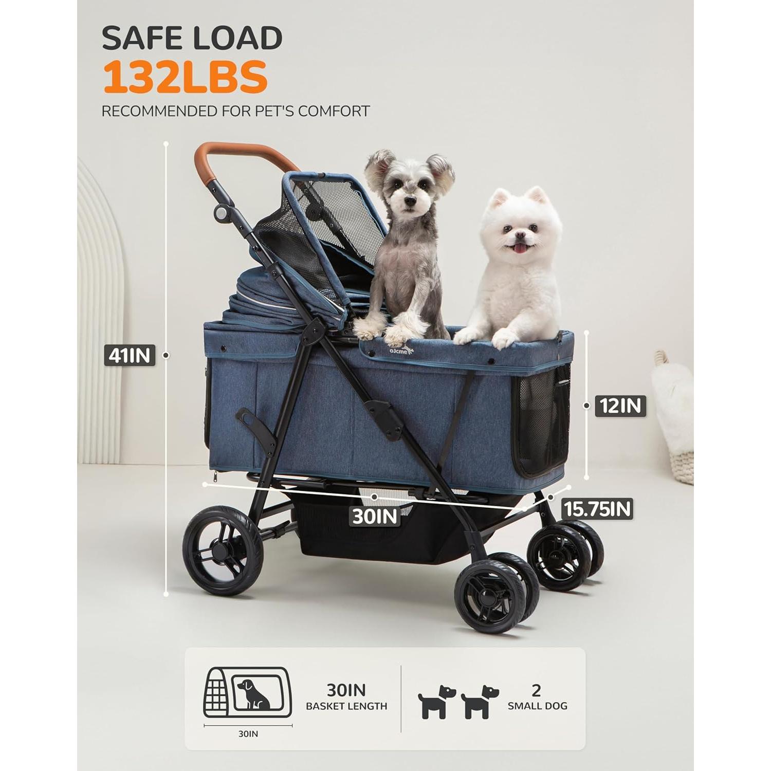 Carrito de Mascotas OJCME Plegable para Perros hasta 60 kg