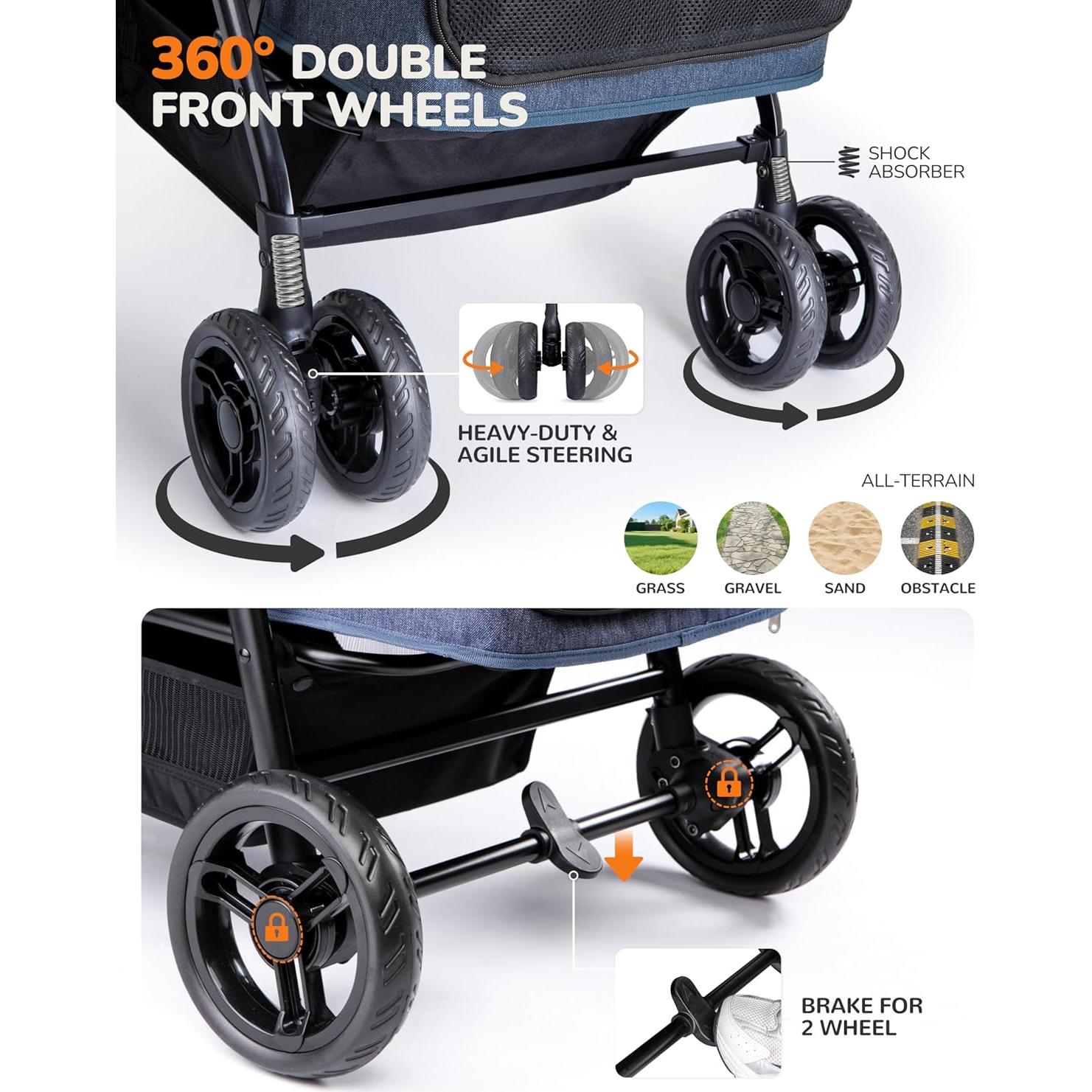 Carrito de Mascotas OJCME Plegable para Perros hasta 60 kg