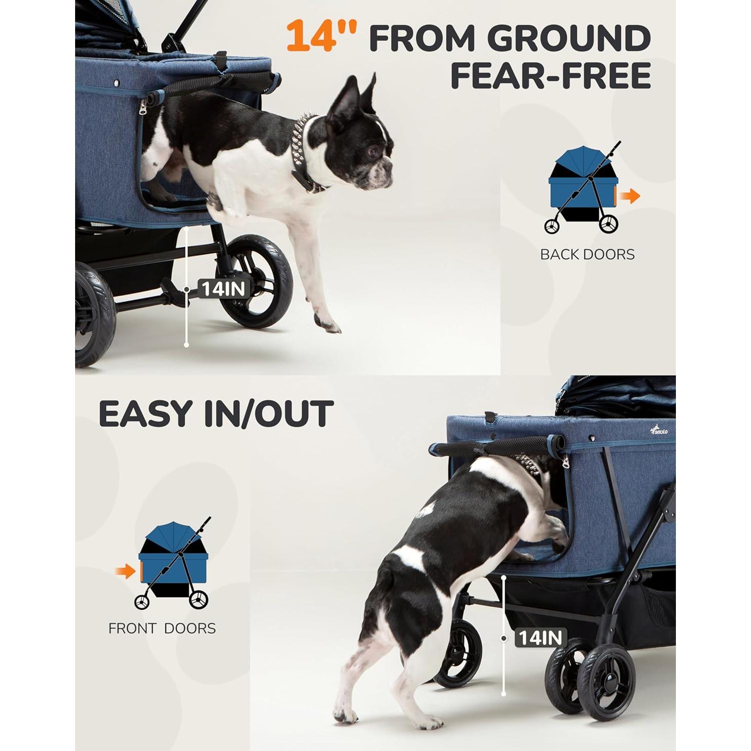 Carrito de Mascotas OJCME Plegable para Perros hasta 60 kg