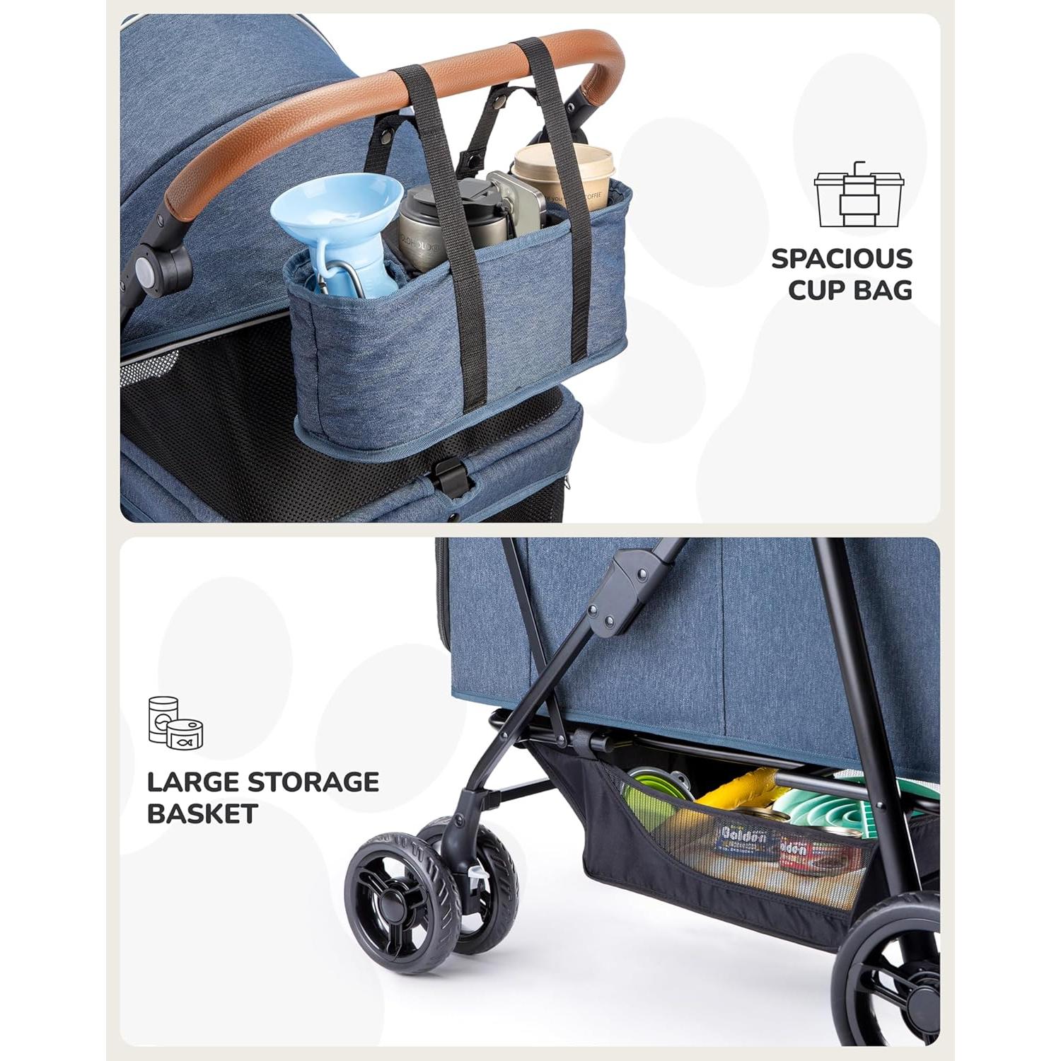 Carrito de Mascotas OJCME Plegable para Perros hasta 60 kg