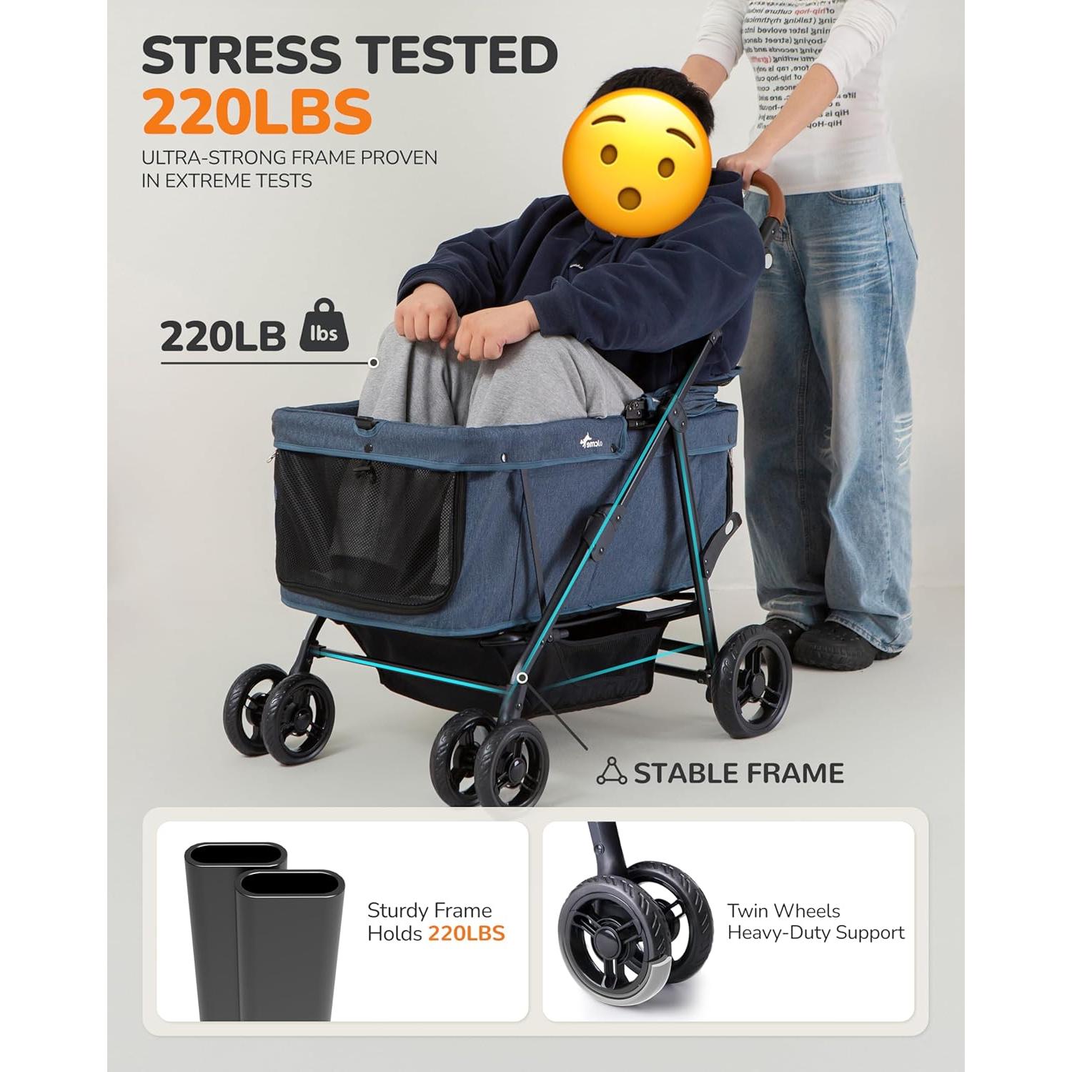 Carrito de Mascotas OJCME Plegable para Perros hasta 60 kg