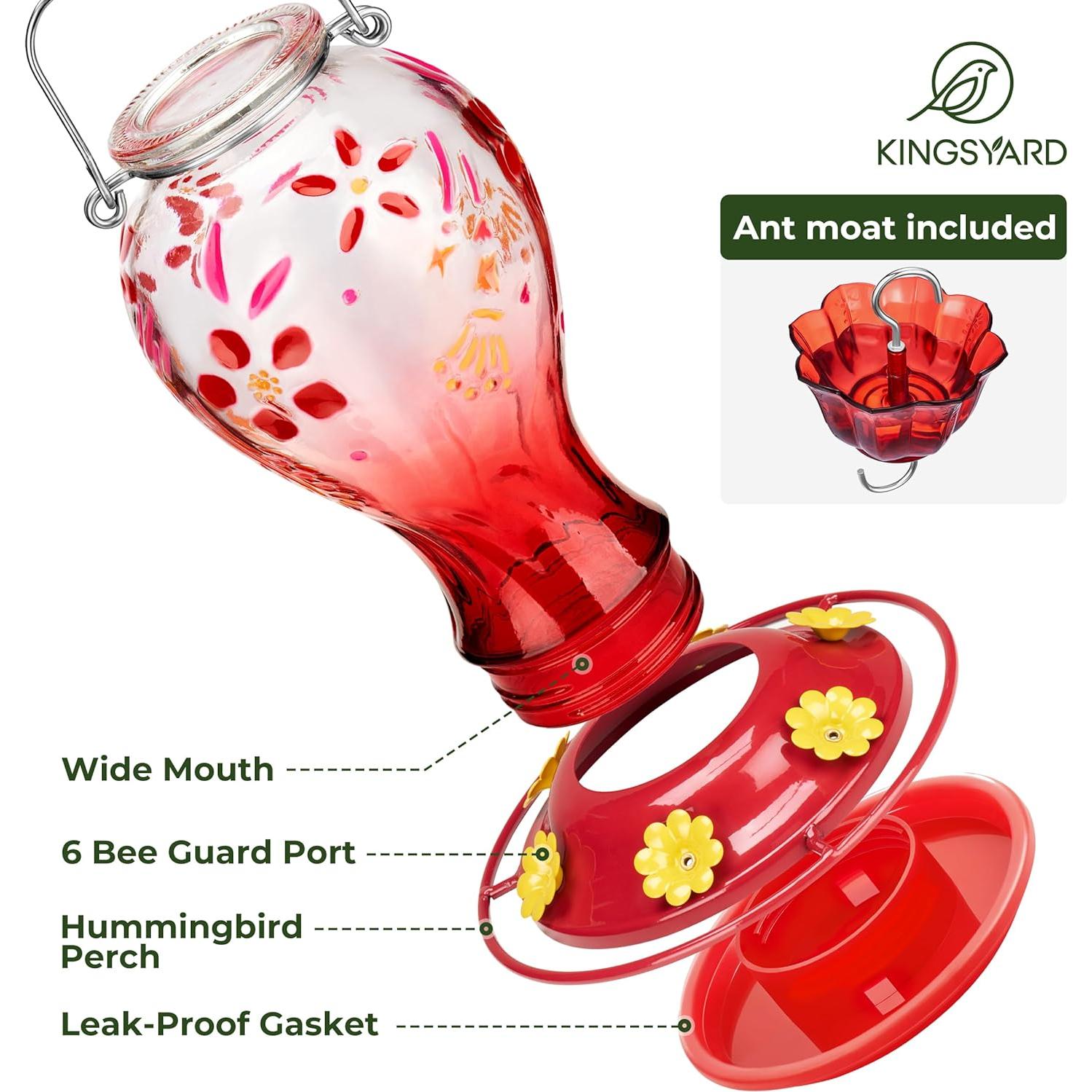 Alimentador de Colibríes de Vidrio Kingsyard 0.77 L Colgante