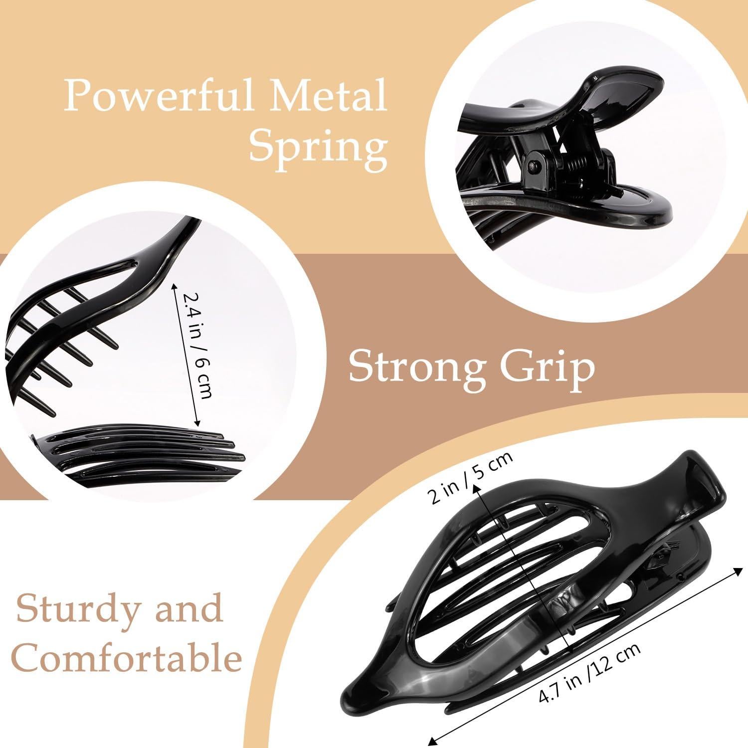 Pinzas Planas para el Cabello Atoden - 4 Pcs, 11.9 cm