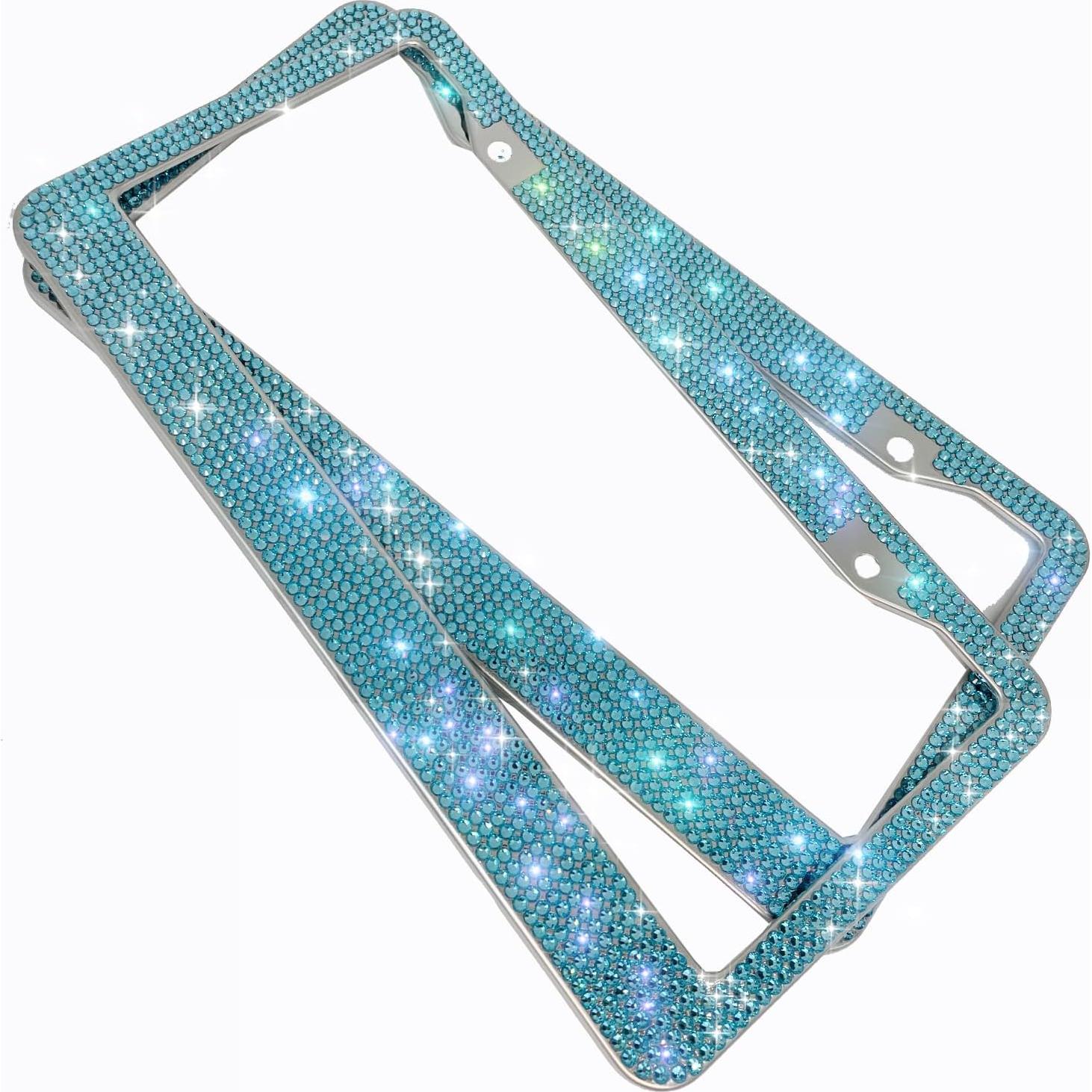 Marcos de Placas de Licencia Brillantes KIWEN Acuamarina 2 Pcs