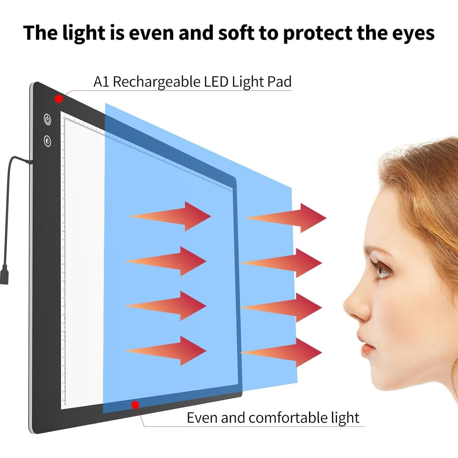 Almohadilla de Luz Recargable TOHETO A1 90x60cm LED 3 Colores
