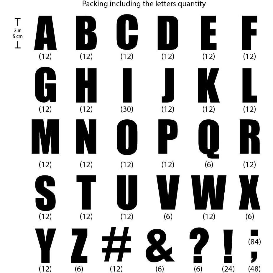 Letras de Transferencia Magfok 5.08 cm Algodón Negro 18 Hojas