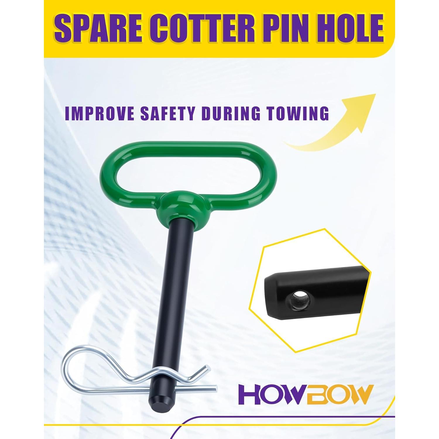 Pin de Enganche de Remolque HOWBOW 1/2" con Mango Verde