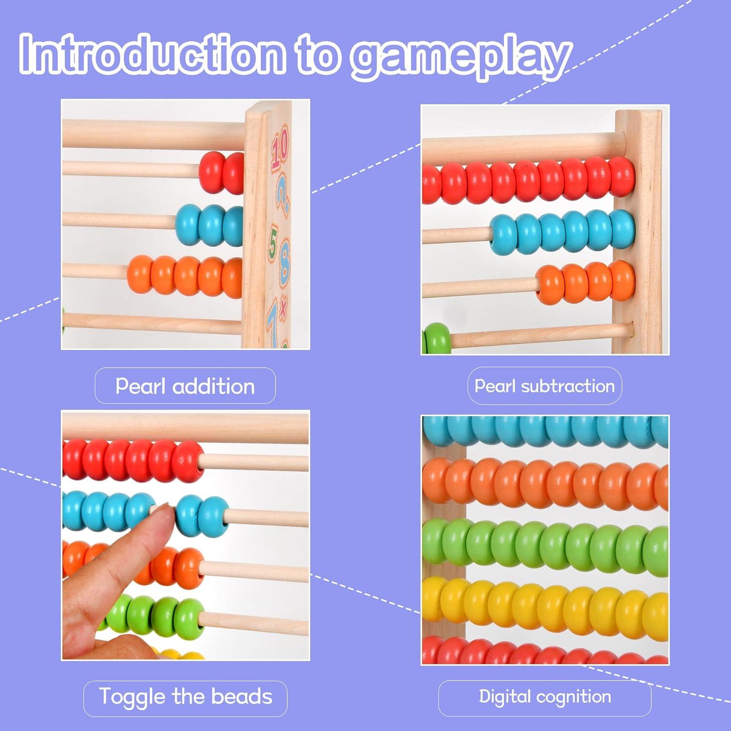 Ábaco de Madera WNWL Colorido para Aprendizaje Infantil