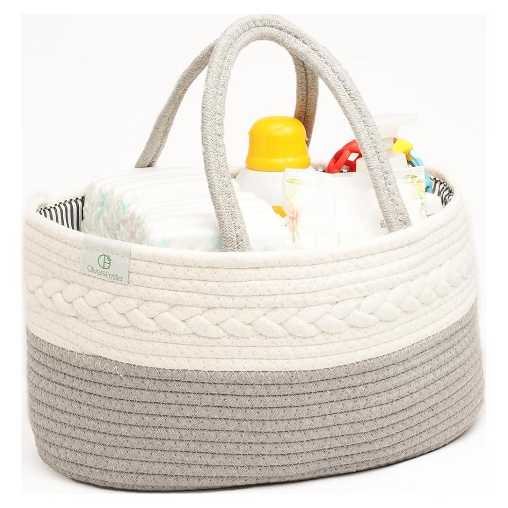 Cesta Organizadora de Pañales Oliver & Emilia - Caddy Tejido Portátil