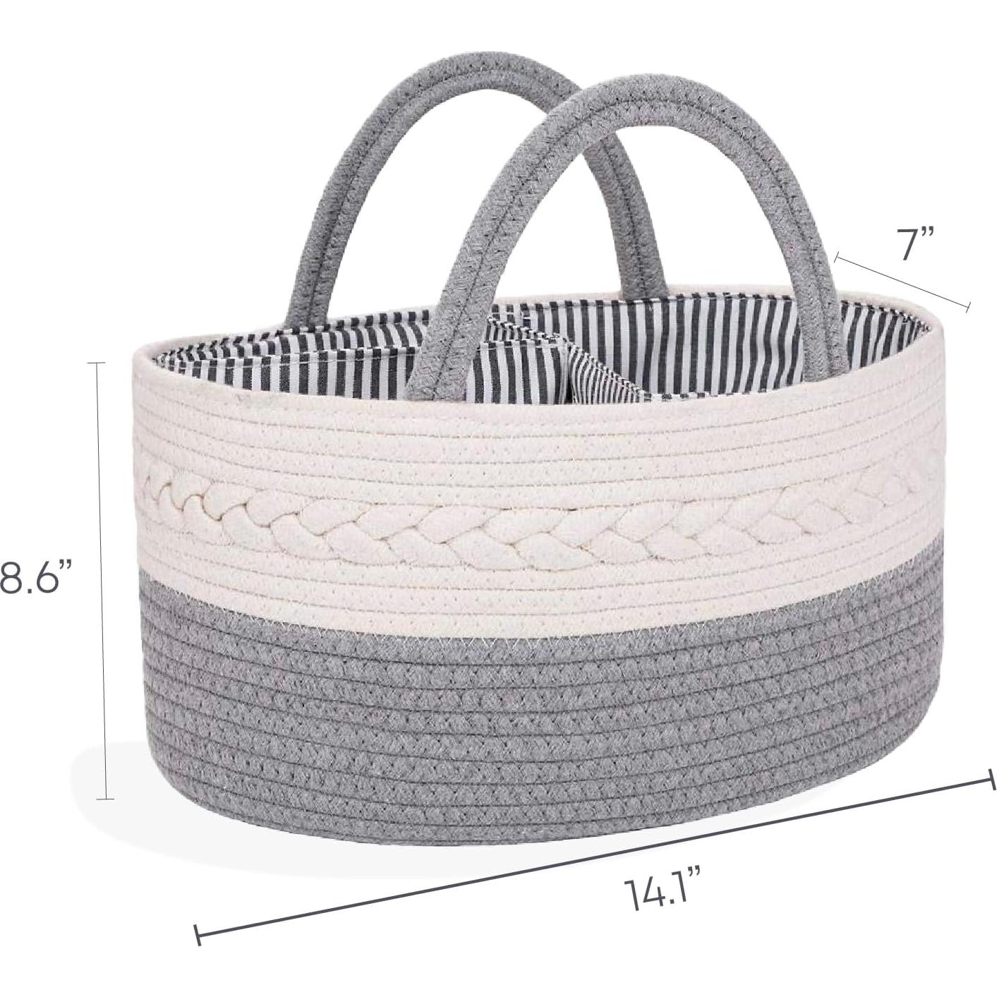 Cesta Organizadora de Pañales Oliver & Emilia - Caddy Tejido Portátil