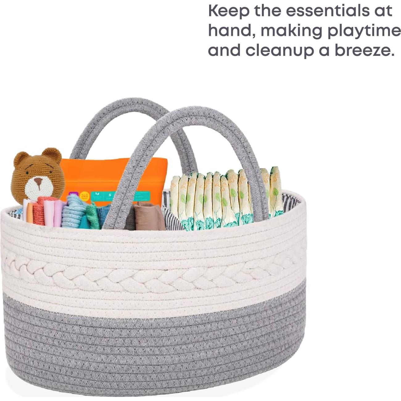 Cesta Organizadora de Pañales Oliver & Emilia - Caddy Tejido Portátil