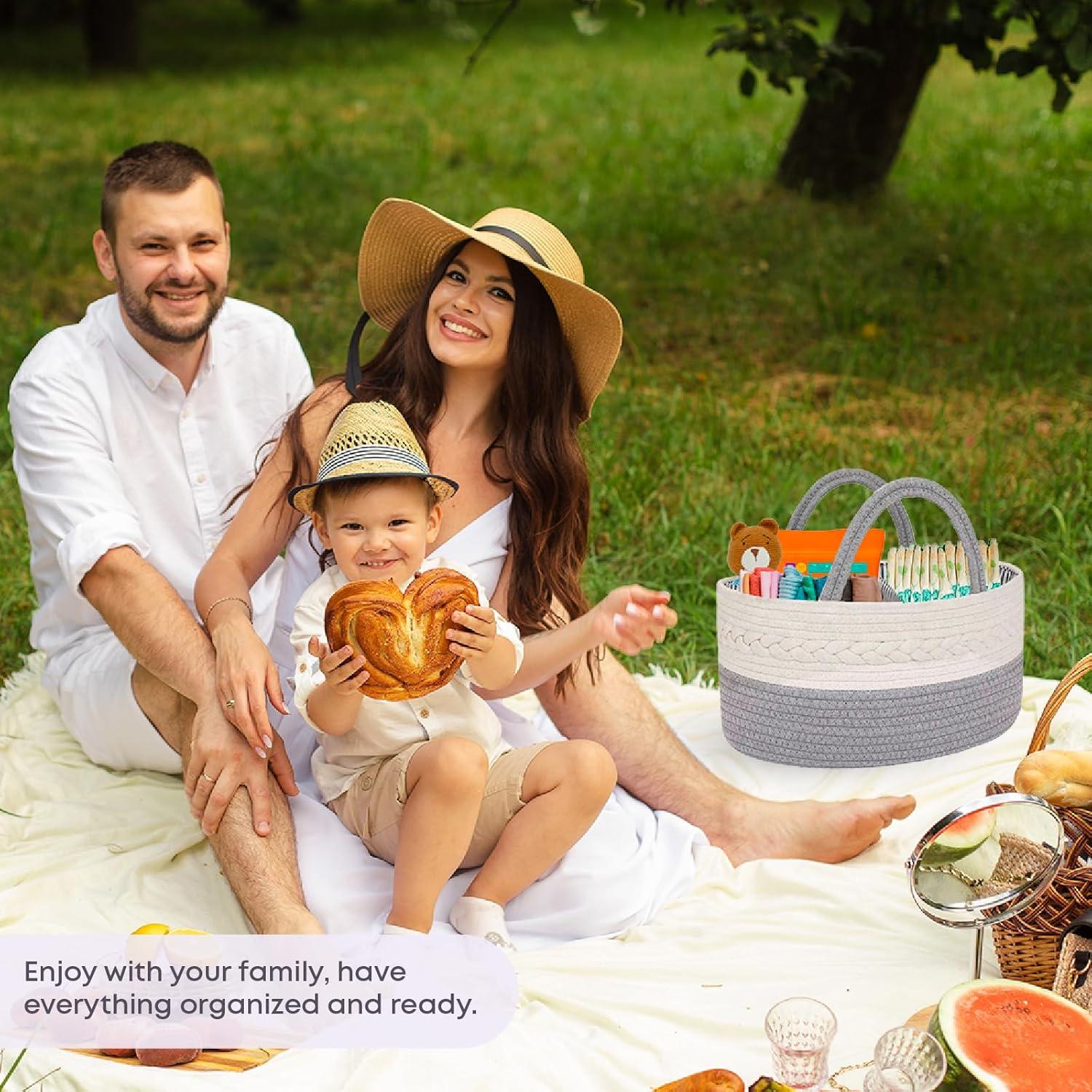 Cesta Organizadora de Pañales Oliver & Emilia - Caddy Tejido Portátil