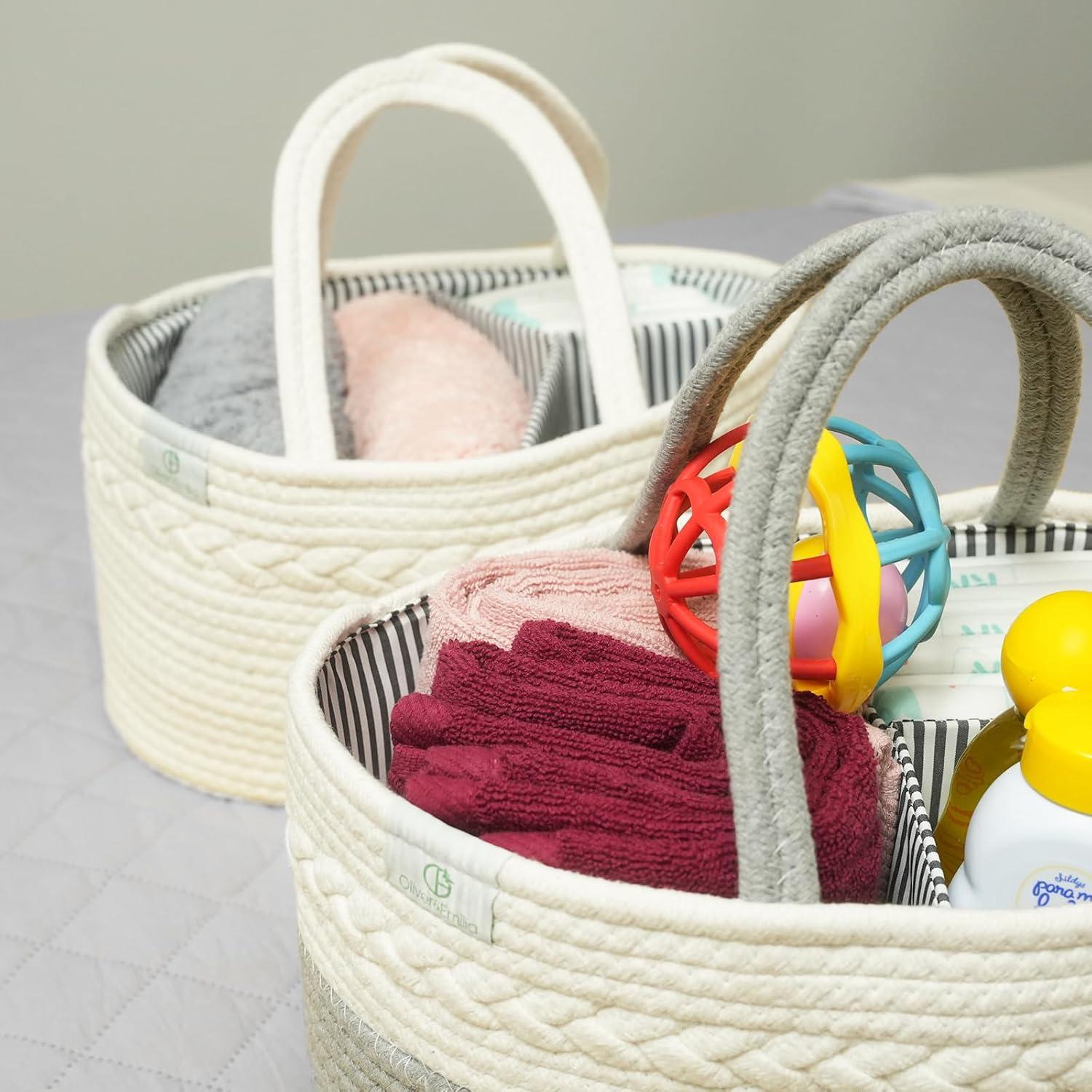 Cesta Organizadora de Pañales Oliver & Emilia - Caddy Tejido Portátil