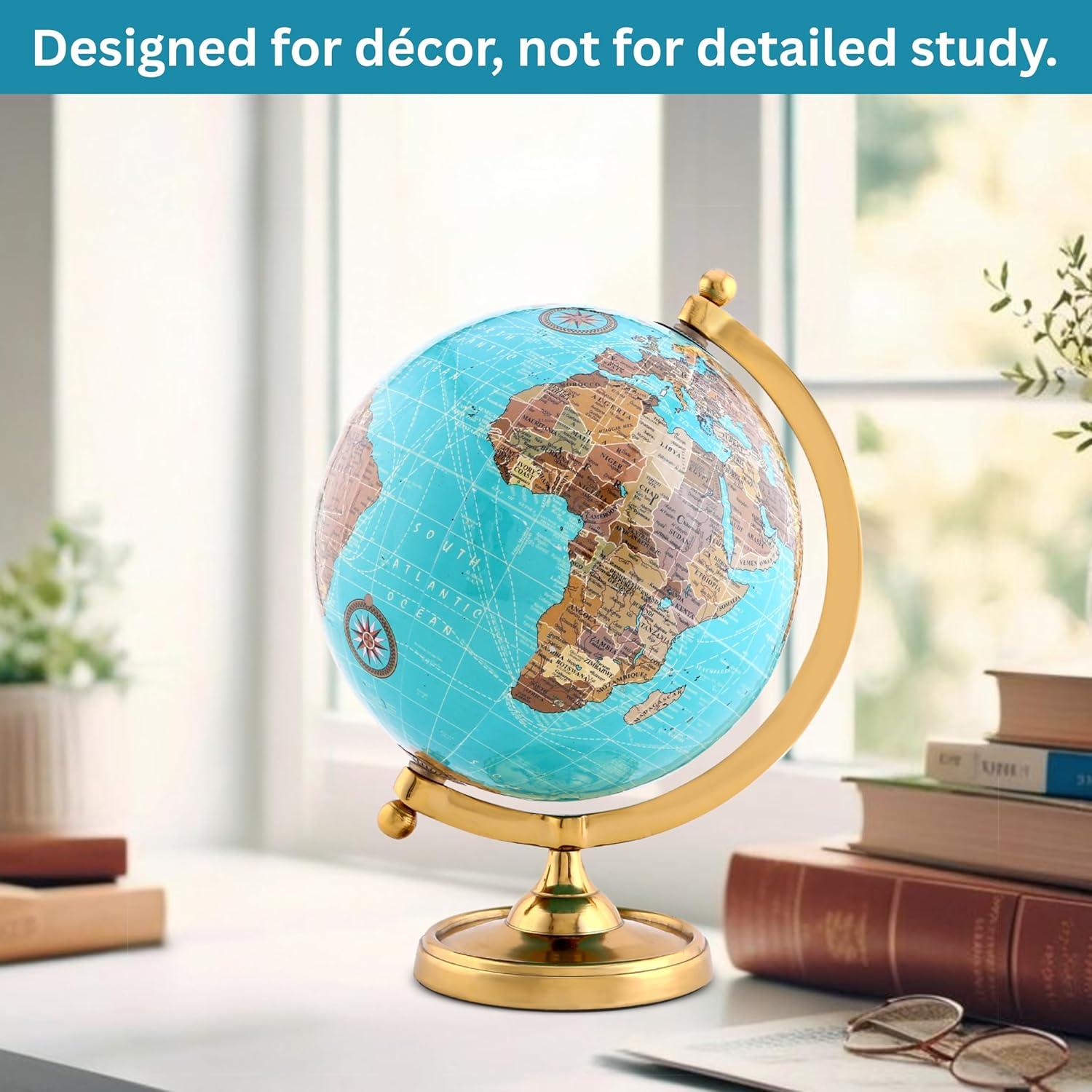 Globo Terráqueo Vintage Rely+ 15.24 cm con Base Dorada