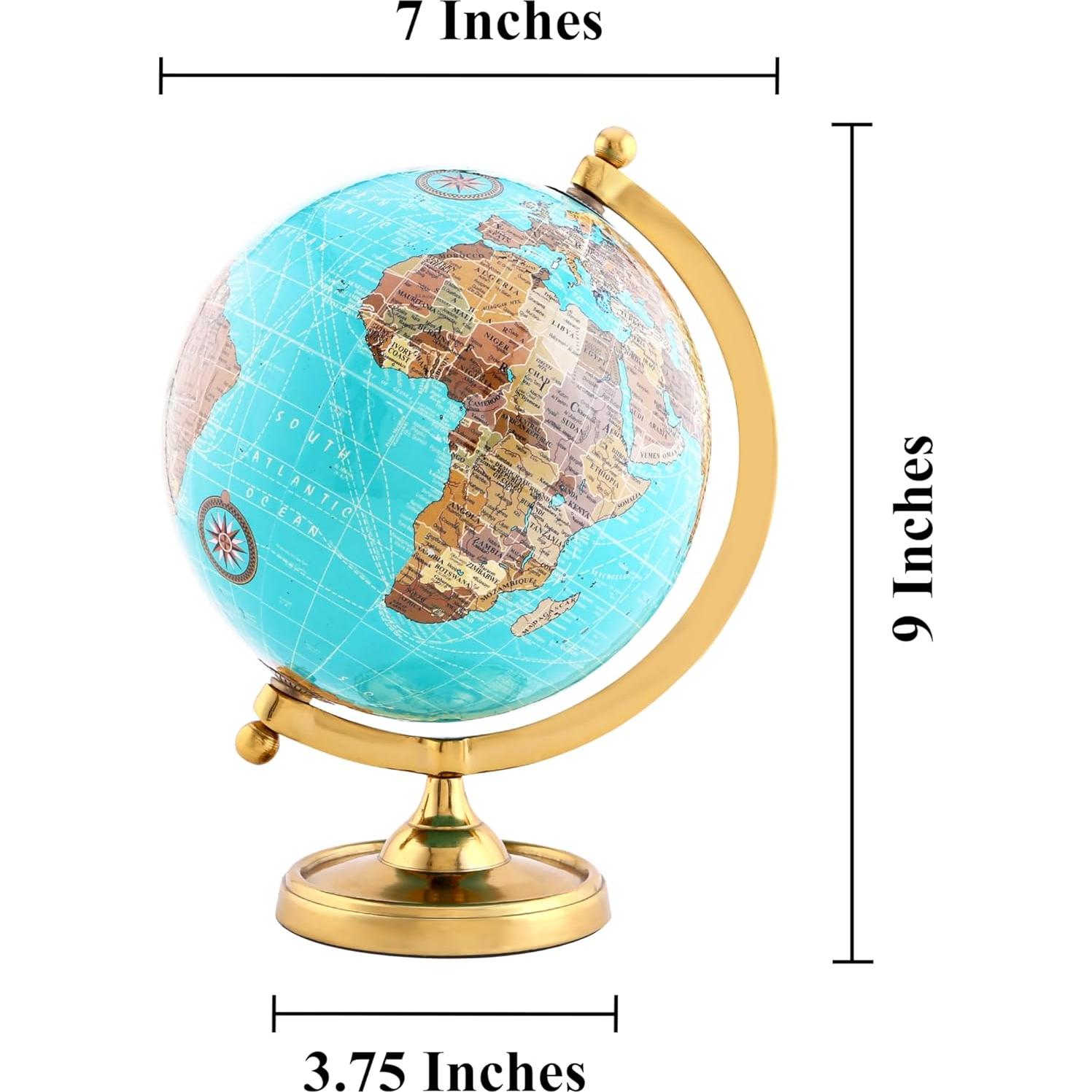 Globo Terráqueo Vintage Rely+ 15.24 cm con Base Dorada
