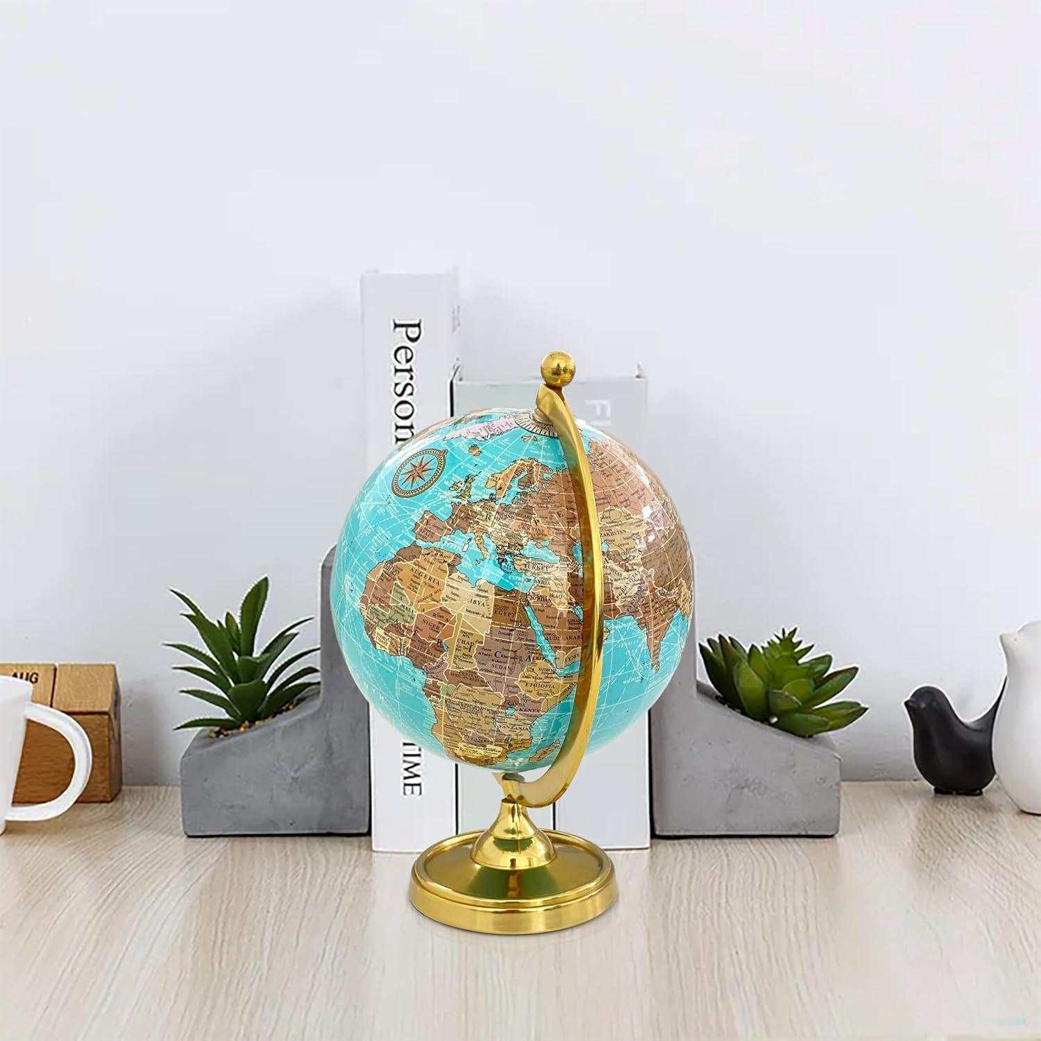 Globo Terráqueo Vintage Rely+ 15.24 cm con Base Dorada