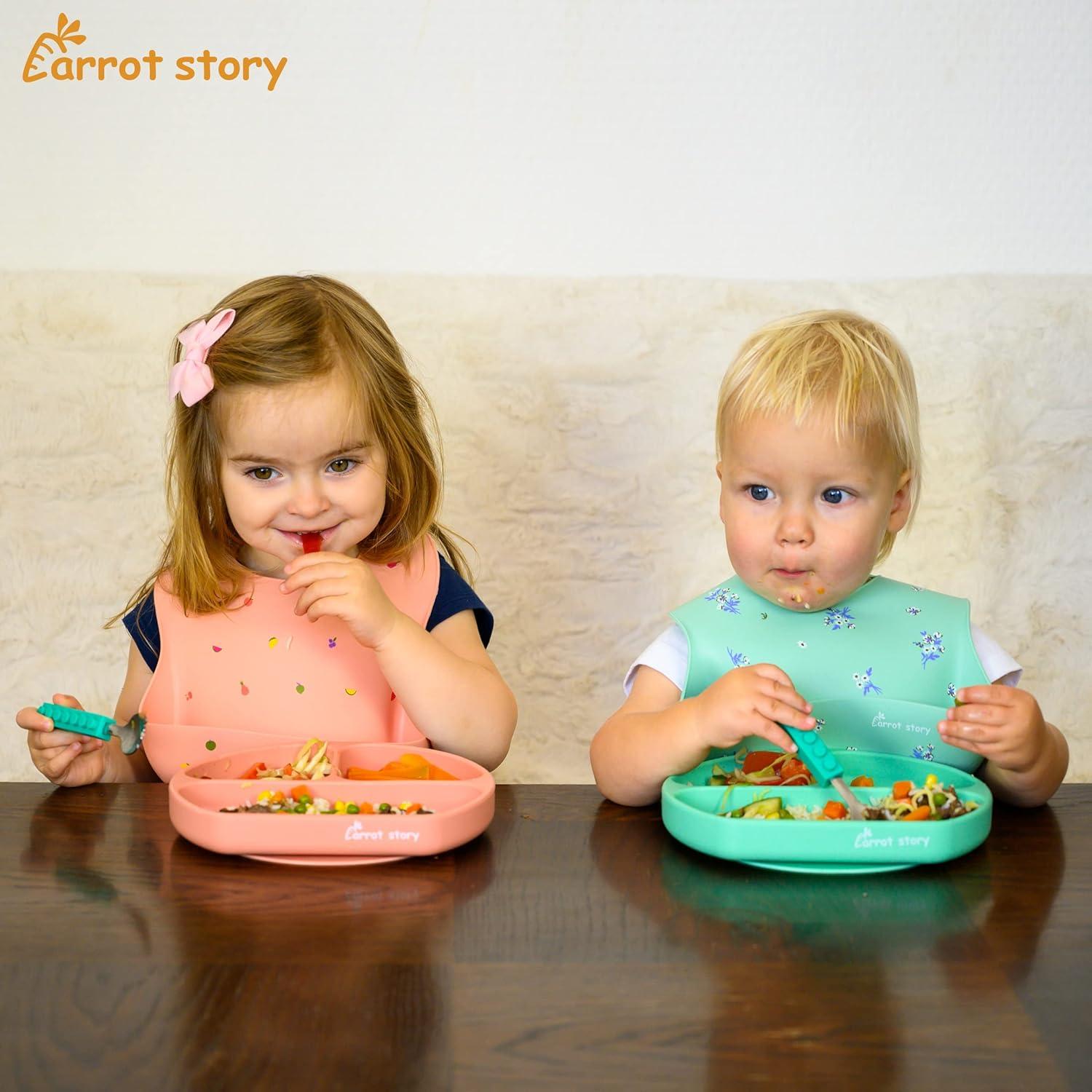 Baberos de Silicona Carrot Story Set de 2 Flores y Frutas