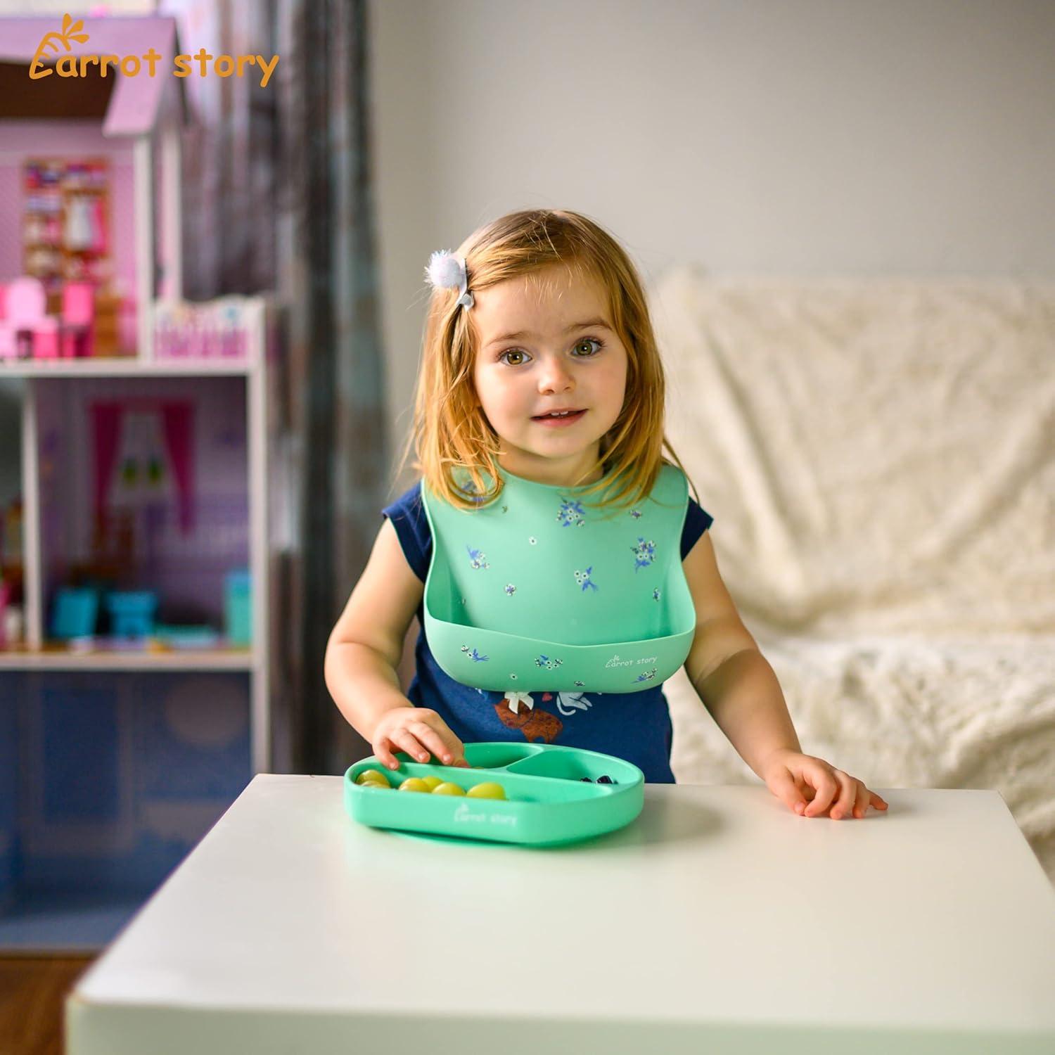 Baberos de Silicona Carrot Story Set de 2 Flores y Frutas