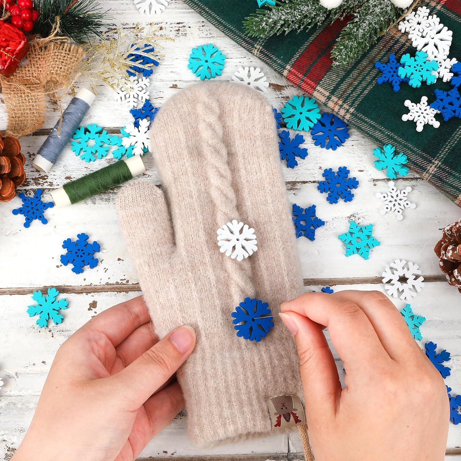 Botones de Madera Copo de Nieve 260 Piezas JUNEBRUSHS DIY