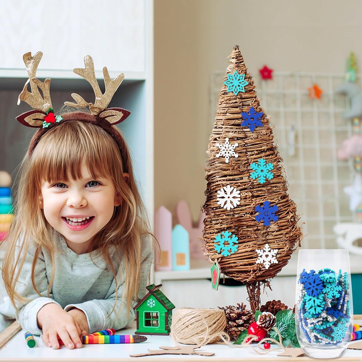 Botones de Madera Copo de Nieve 260 Piezas JUNEBRUSHS DIY