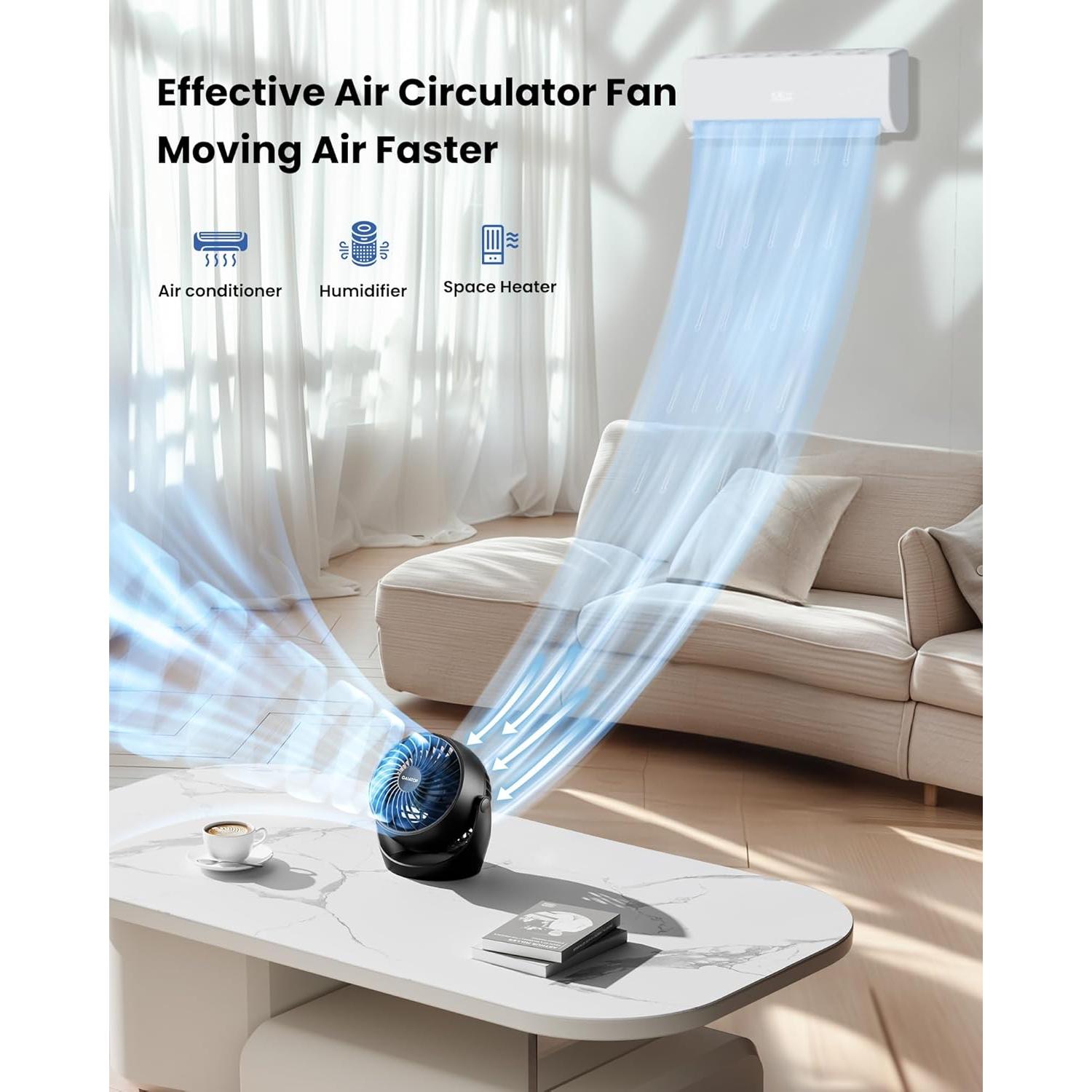 Ventilador de Mesa Gaiatop AF-01, 3 Velocidades, Negro