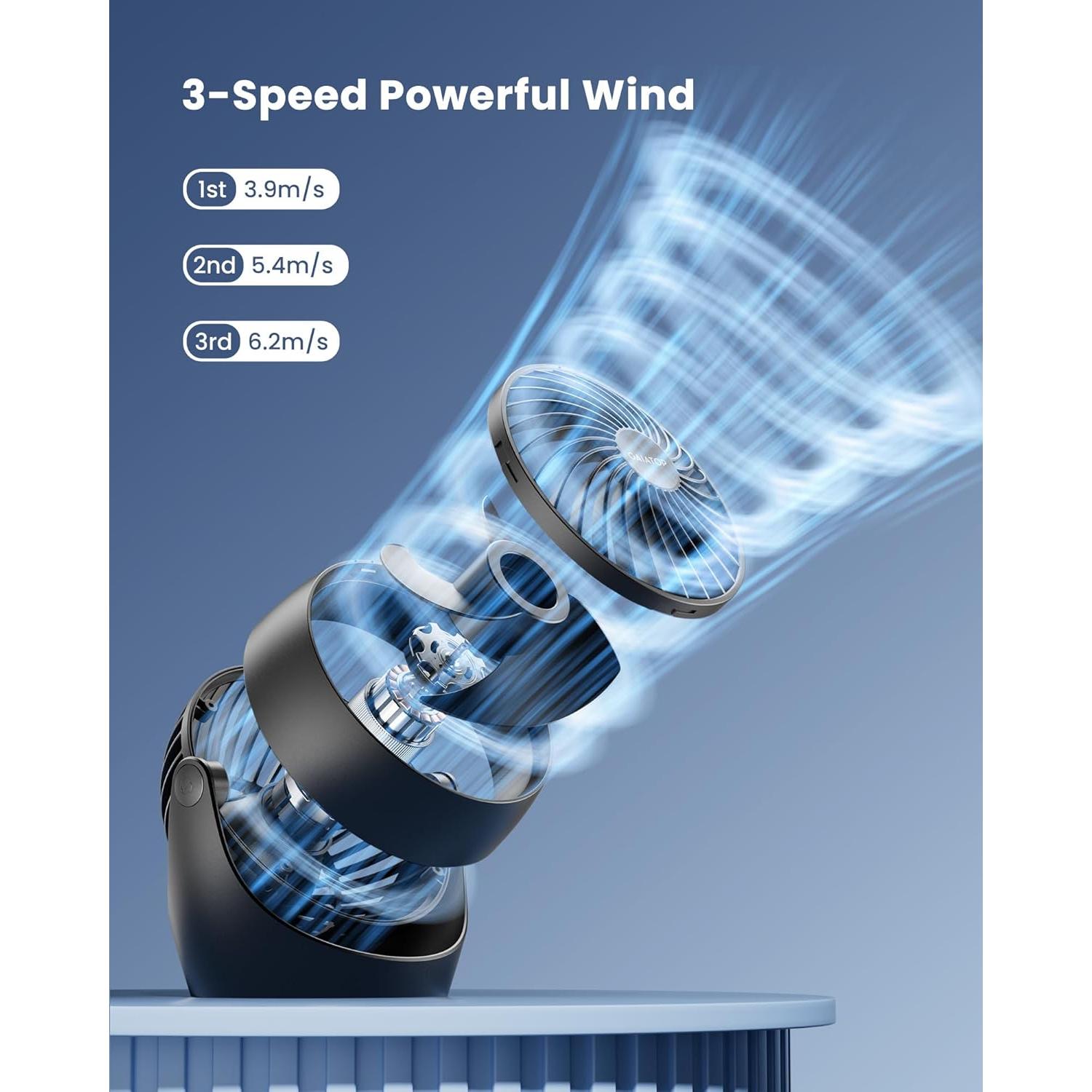 Ventilador de Mesa Gaiatop AF-01, 3 Velocidades, Negro