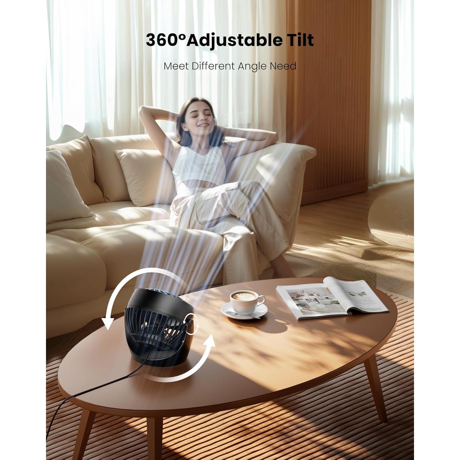 Ventilador de Mesa Gaiatop AF-01, 3 Velocidades, Negro