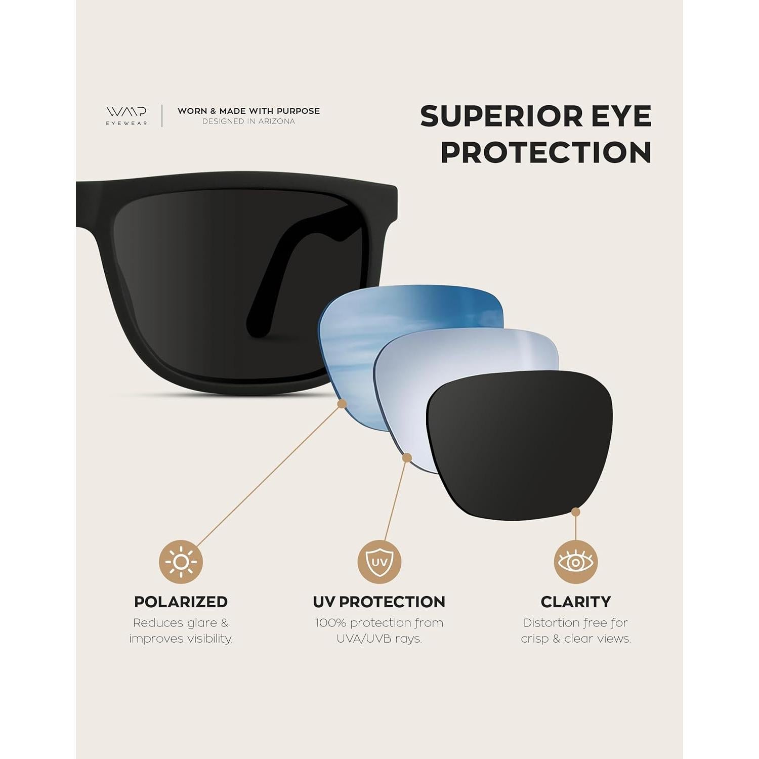 Gafas de Sol WMP Polarizadas Hombre Marco Negro Mate 56mm