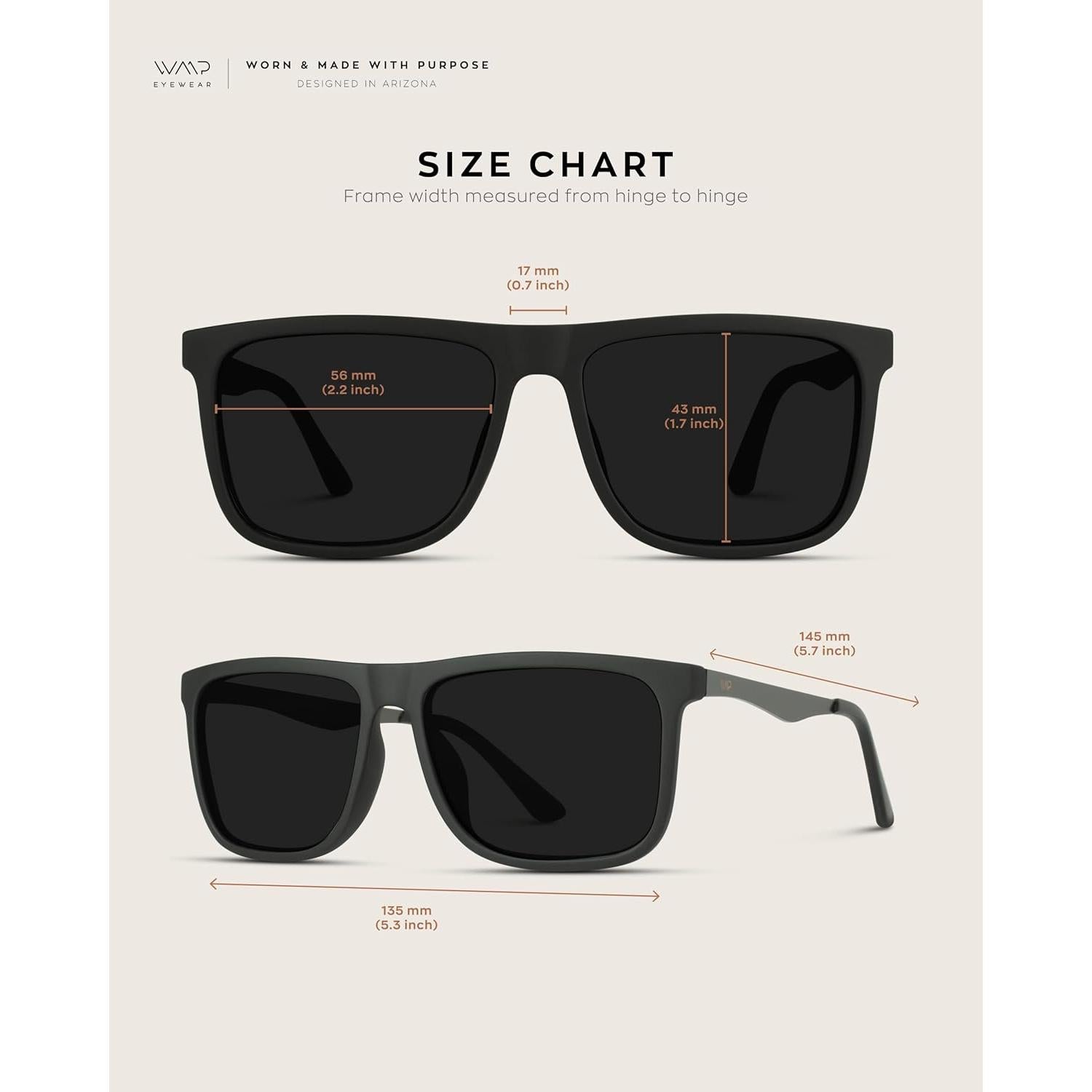 Gafas de Sol WMP Polarizadas Hombre Marco Negro Mate 56mm