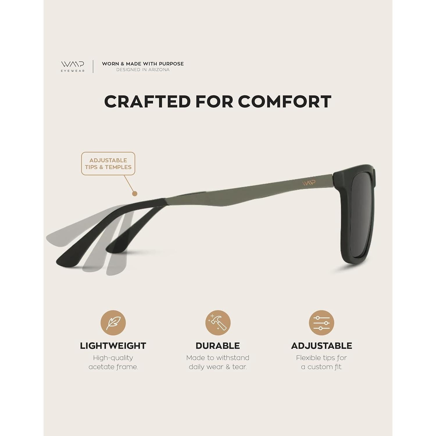 Gafas de Sol WMP Polarizadas Hombre Marco Negro Mate 56mm