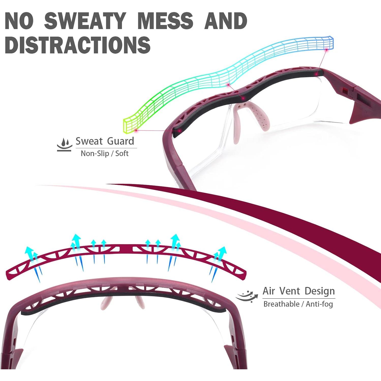 Gafas de Seguridad UKNOW Anti Niebla UV Rojo Burdeos