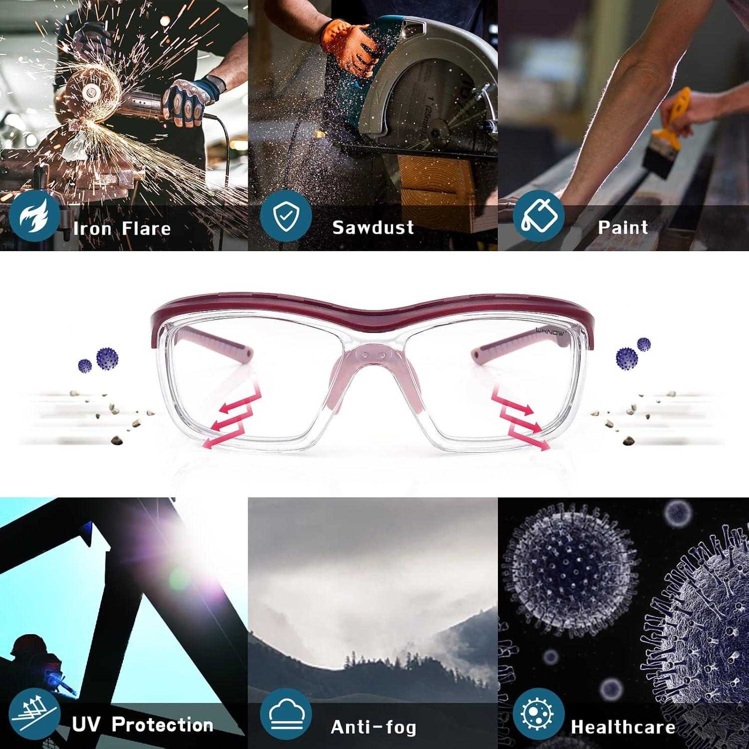 Gafas de Seguridad UKNOW Anti Niebla UV Rojo Burdeos