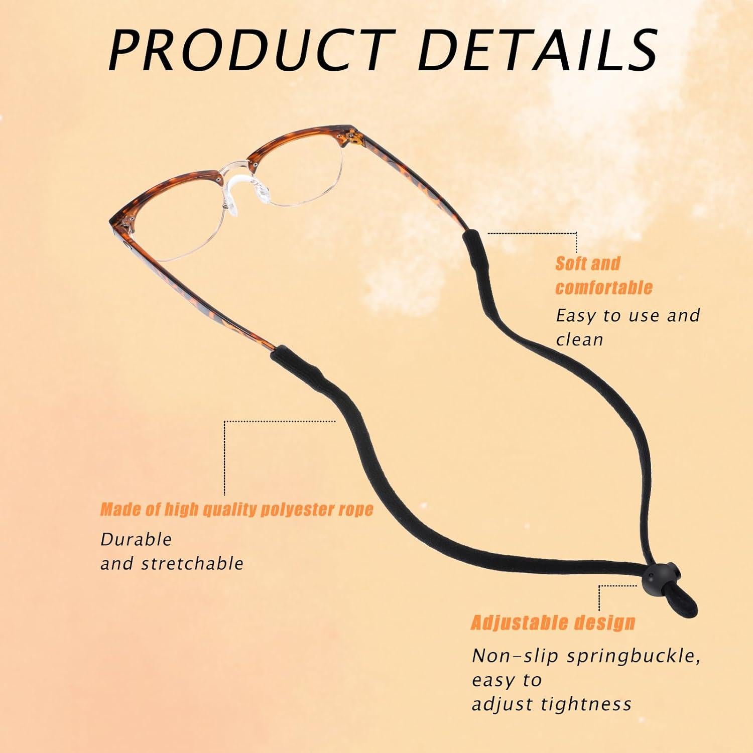 Correa para Gafas Giantree 5 PCS Ajustable Unisex Negro